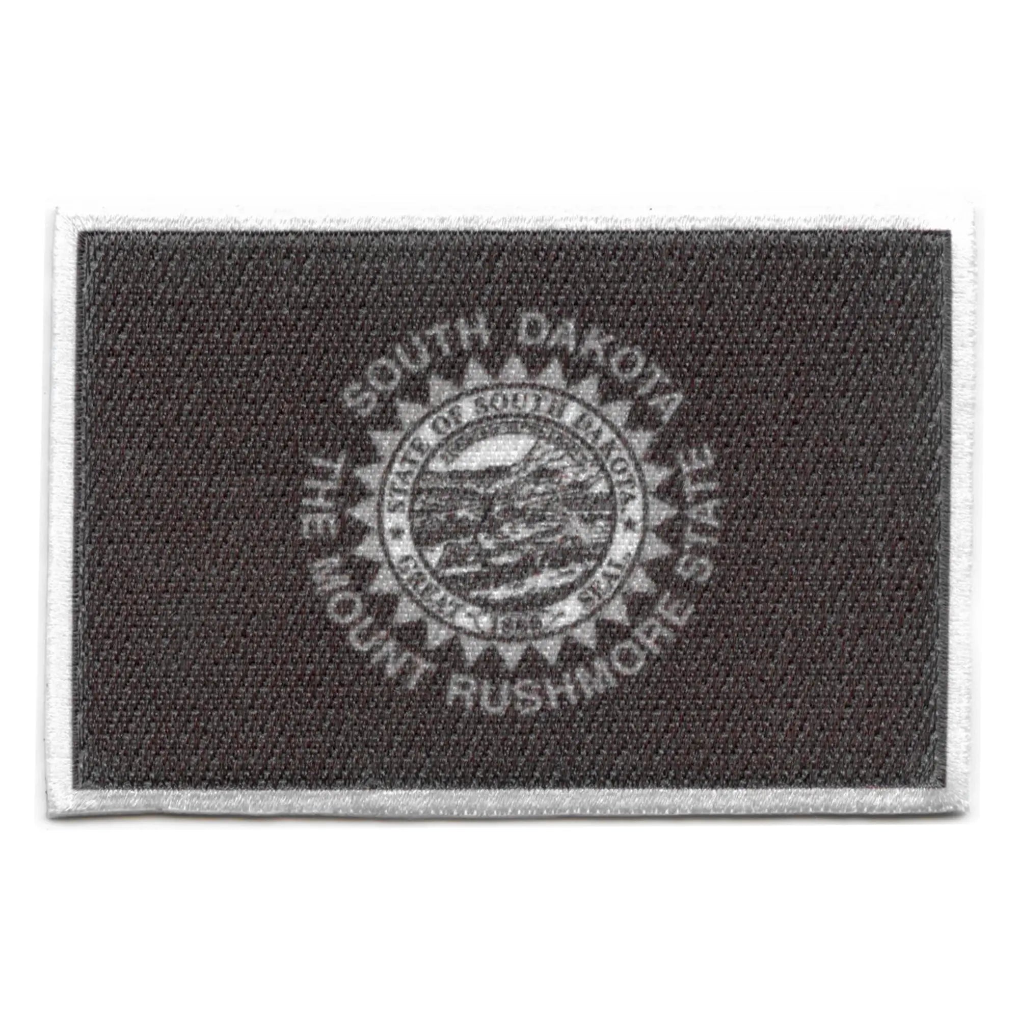 South Dakota Patch State Flag Grayscale Embroidered Iron On