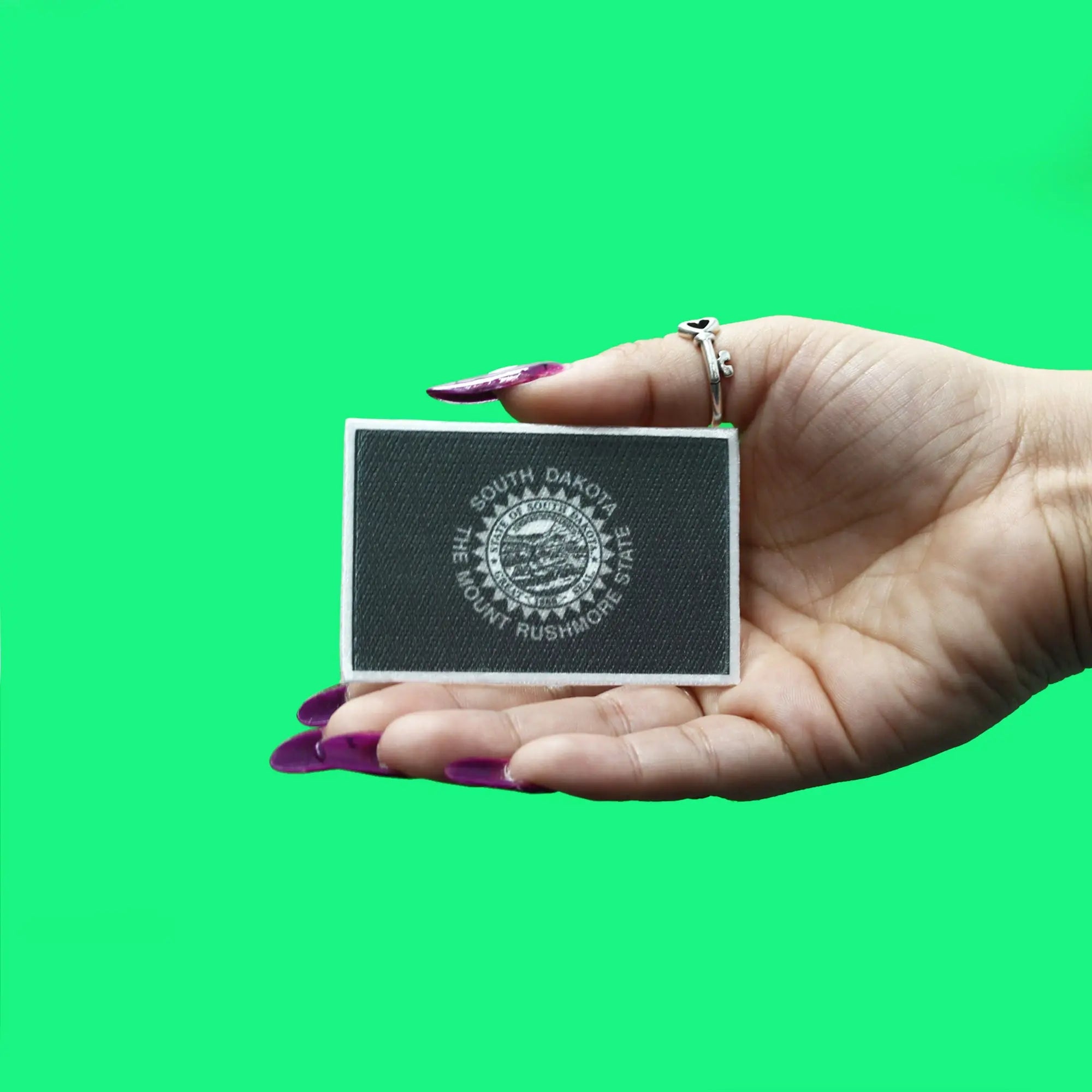 South Dakota Patch State Flag Grayscale Embroidered Iron On