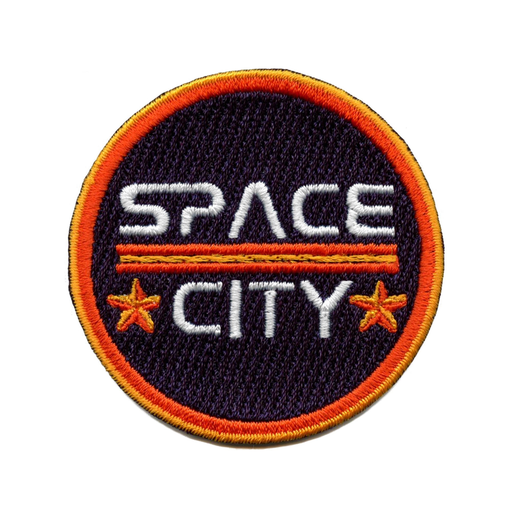 Space City TX Hat Patch Houston Baseball Blue Embroidered Iron On