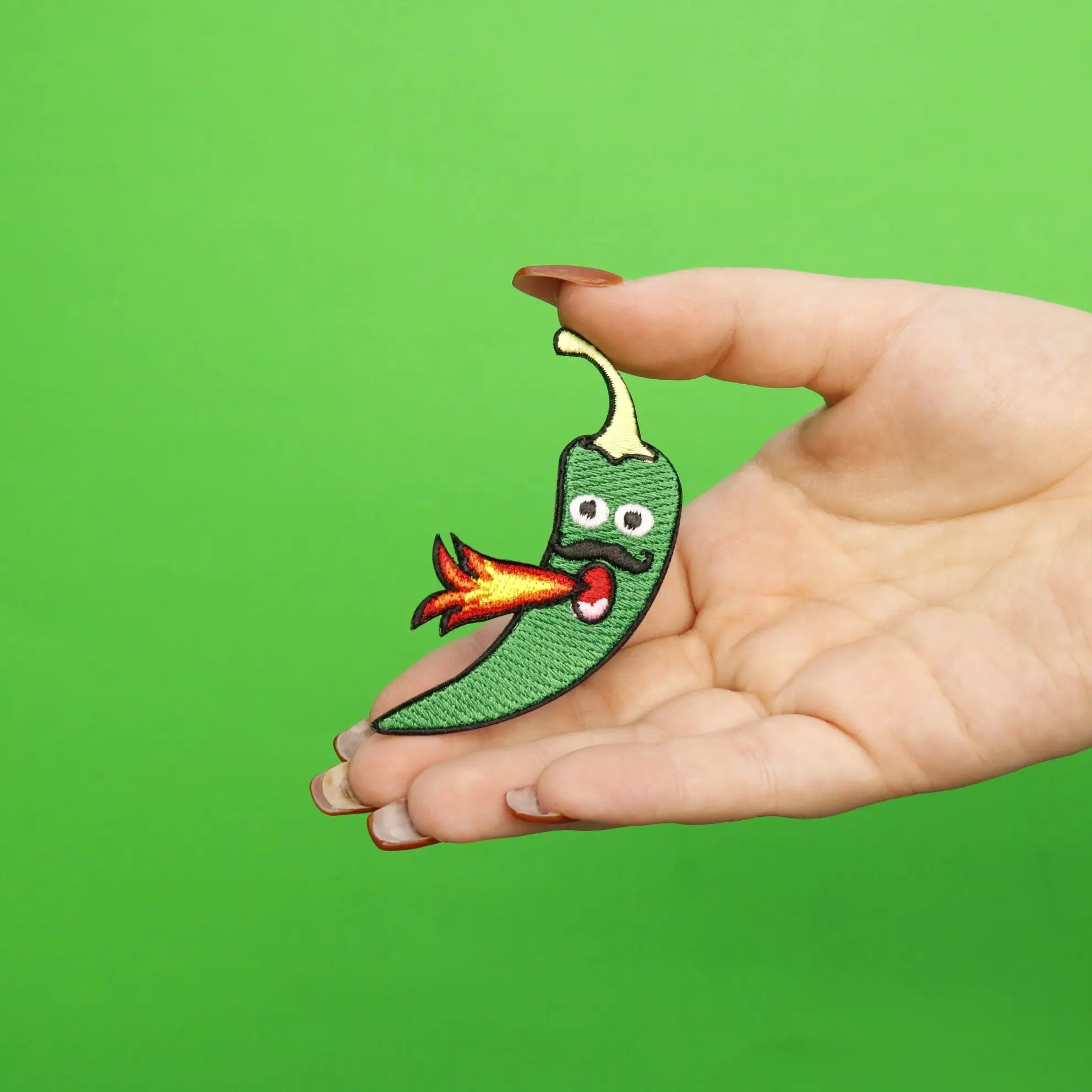 Jalapeno Spitting Fire Embroidered Iron On Patch