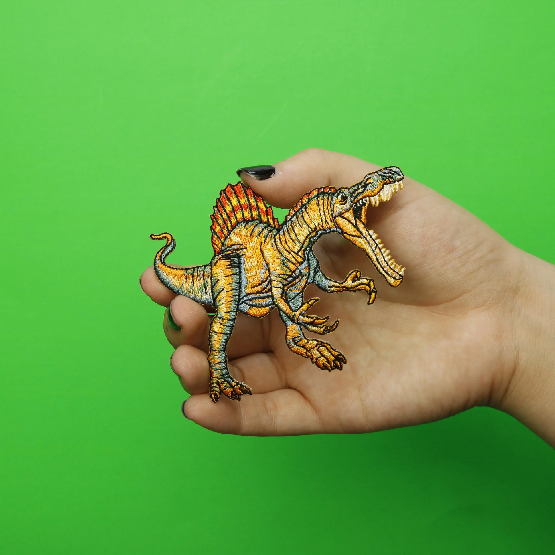 Spinosaurus Orange Dinosaur Embroidered Iron on Patch