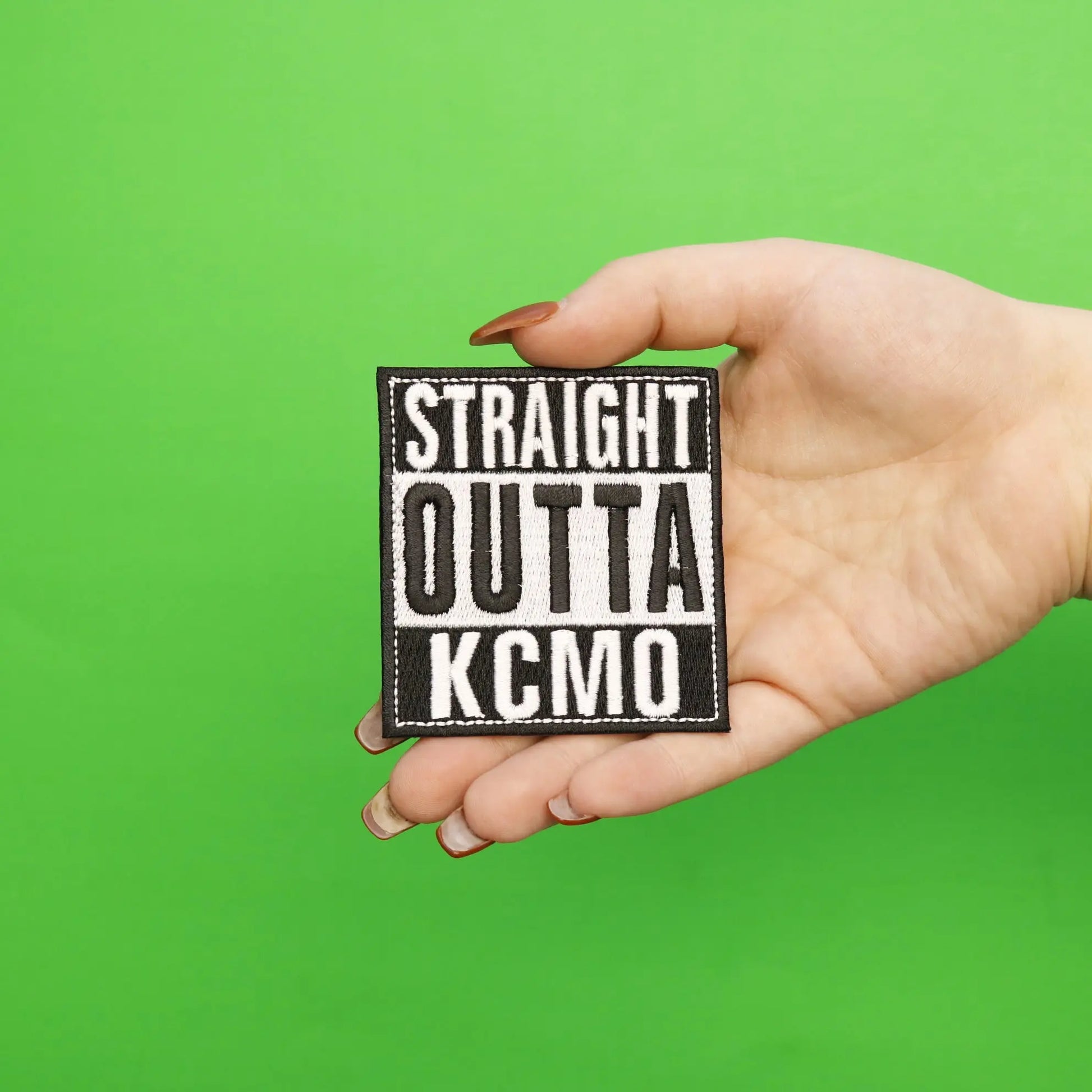 Straight Outta KCMO Embroidered Iron on Patch