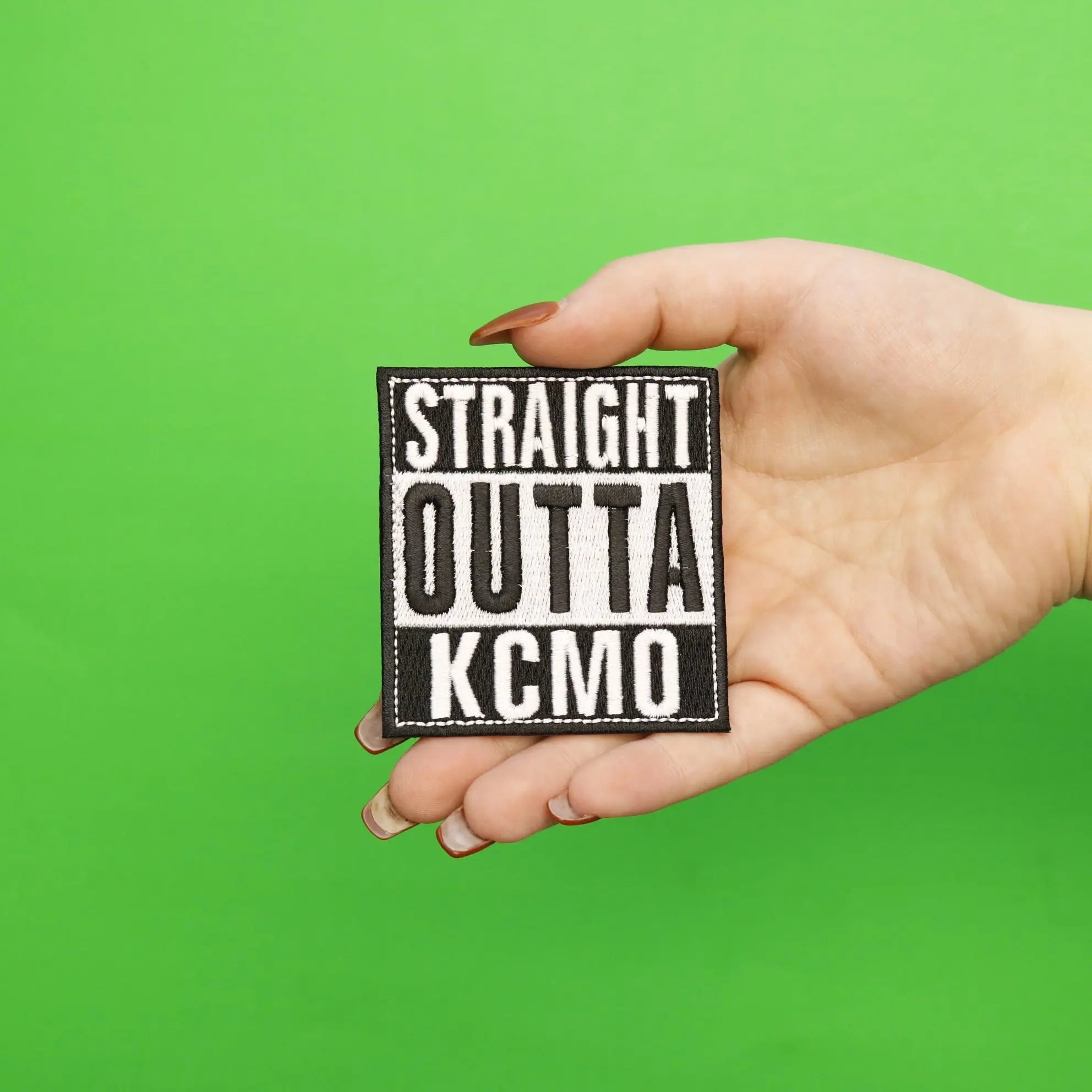 Straight Outta KCMO Embroidered Iron on Patch