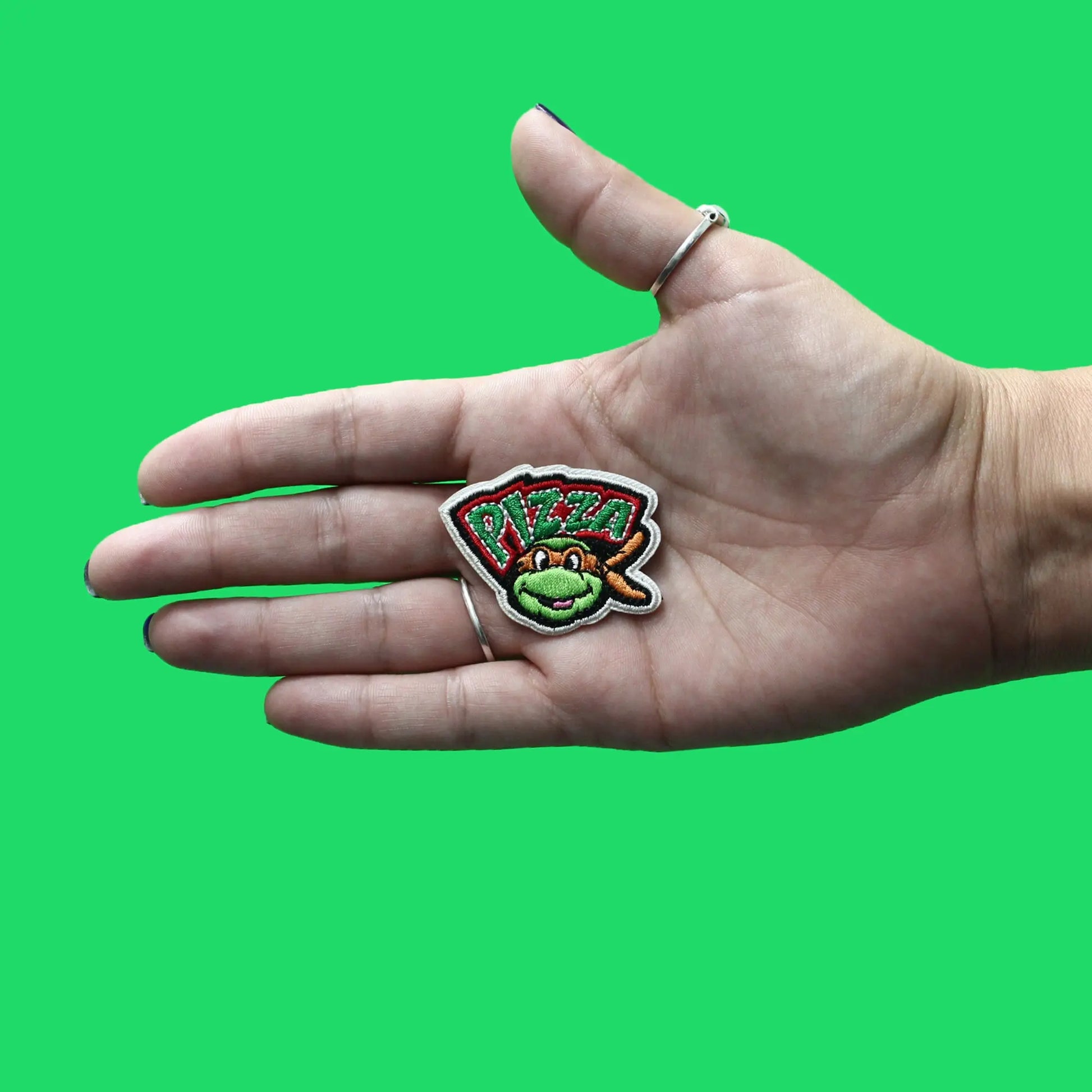 Teenage Mutant Ninja Turtles Michelangelo Pizza Patch Nostalgic 80s Cartoon Embroidered Iron On