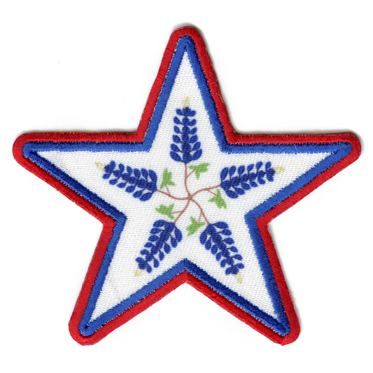 Texas Star Blue Bonnet Patch State Flower Embroidered Iron On