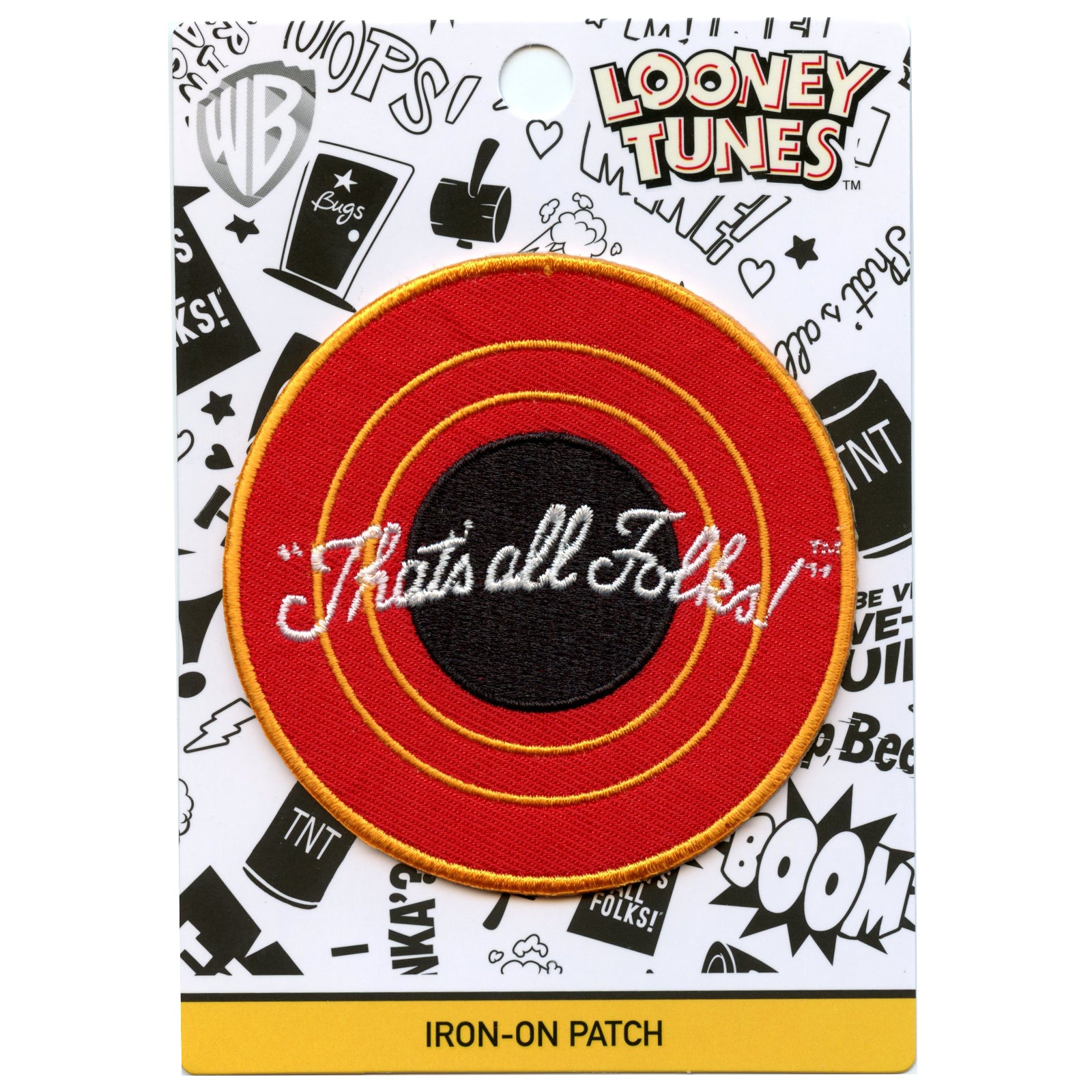 Official Looney Tunes "That's all Folks!" Round Logo Embroidered Iron On Patch