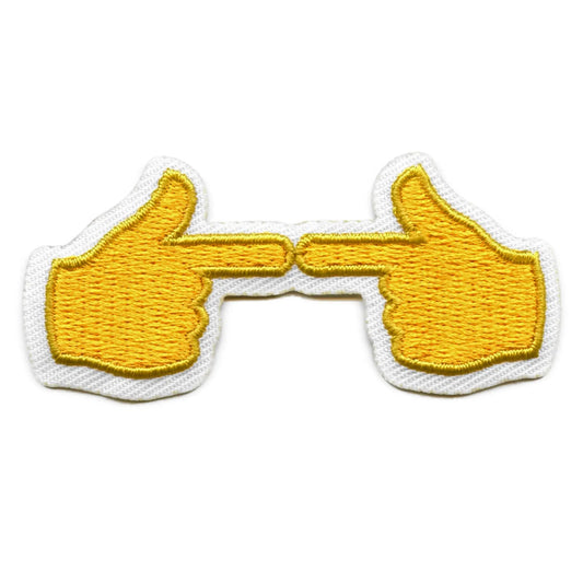 Timid Fingers Shy Emoji Patch Bashful Hand Sign Embroidered Iron On