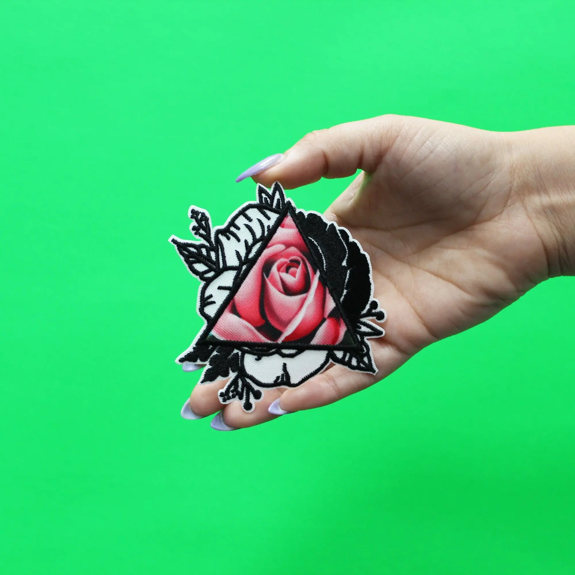 Triangle Rose Patch Traditional Tattoo Embroidered Iron On