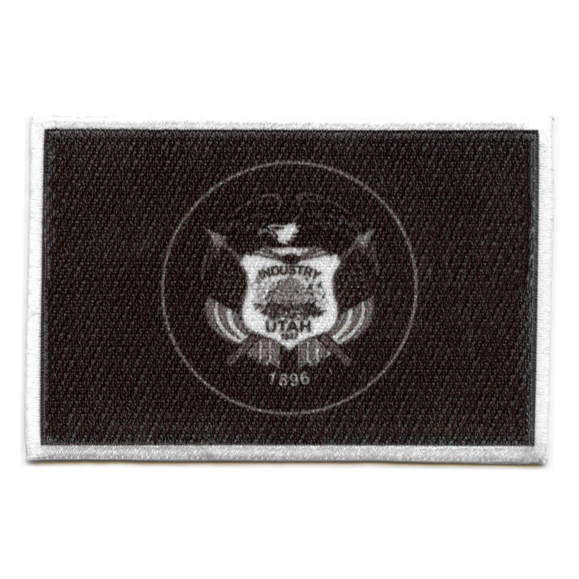 Utah Patch State Flag Grayscale Embroidered Iron On