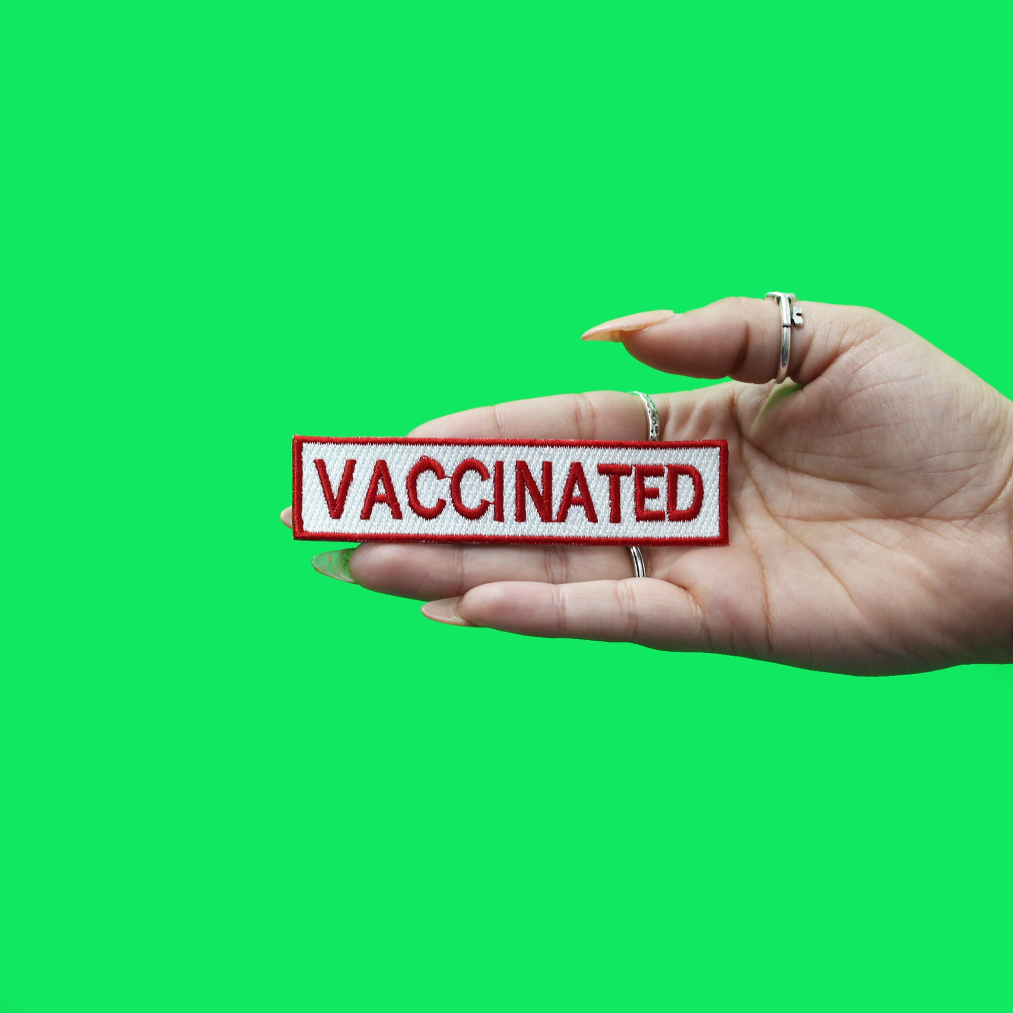 Vaccinated Patch Box Logo Embroidered Iron On