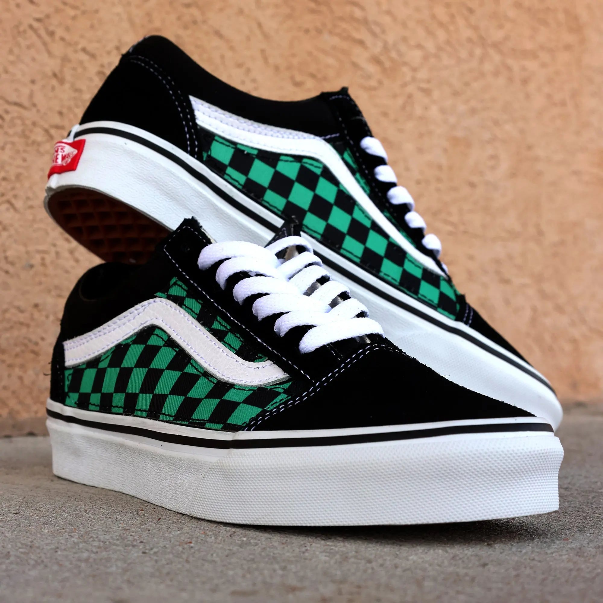 Vans Old Skool x Demon Checkerboard Custom Handmade Shoes By Patch Collection