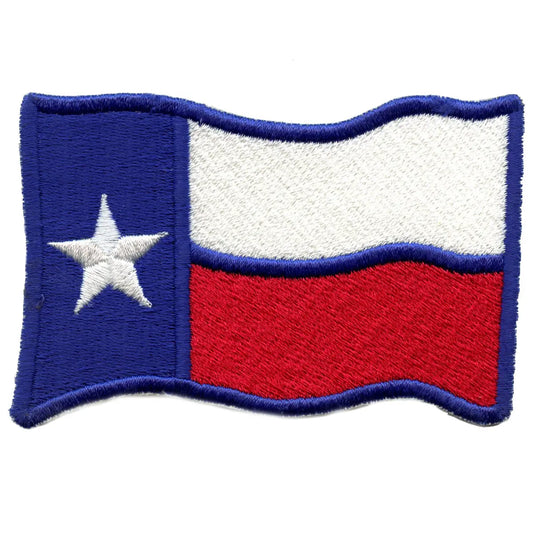 Wavy Texas Flag Iron On Embroidered Patch
