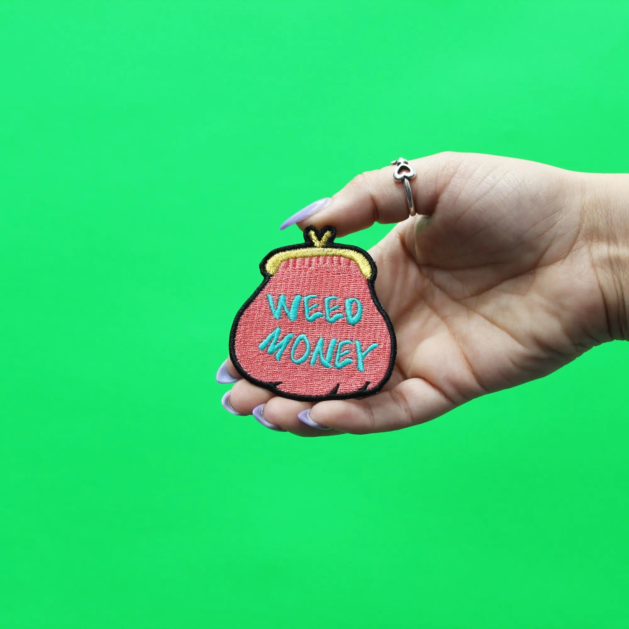 Weed Money Coin Purse Patch Girly Stash Embroidered Iron On