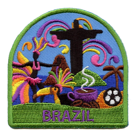 Brazil World Showcase Shield Patch Travel Badge Memory Embroidered Iron On
