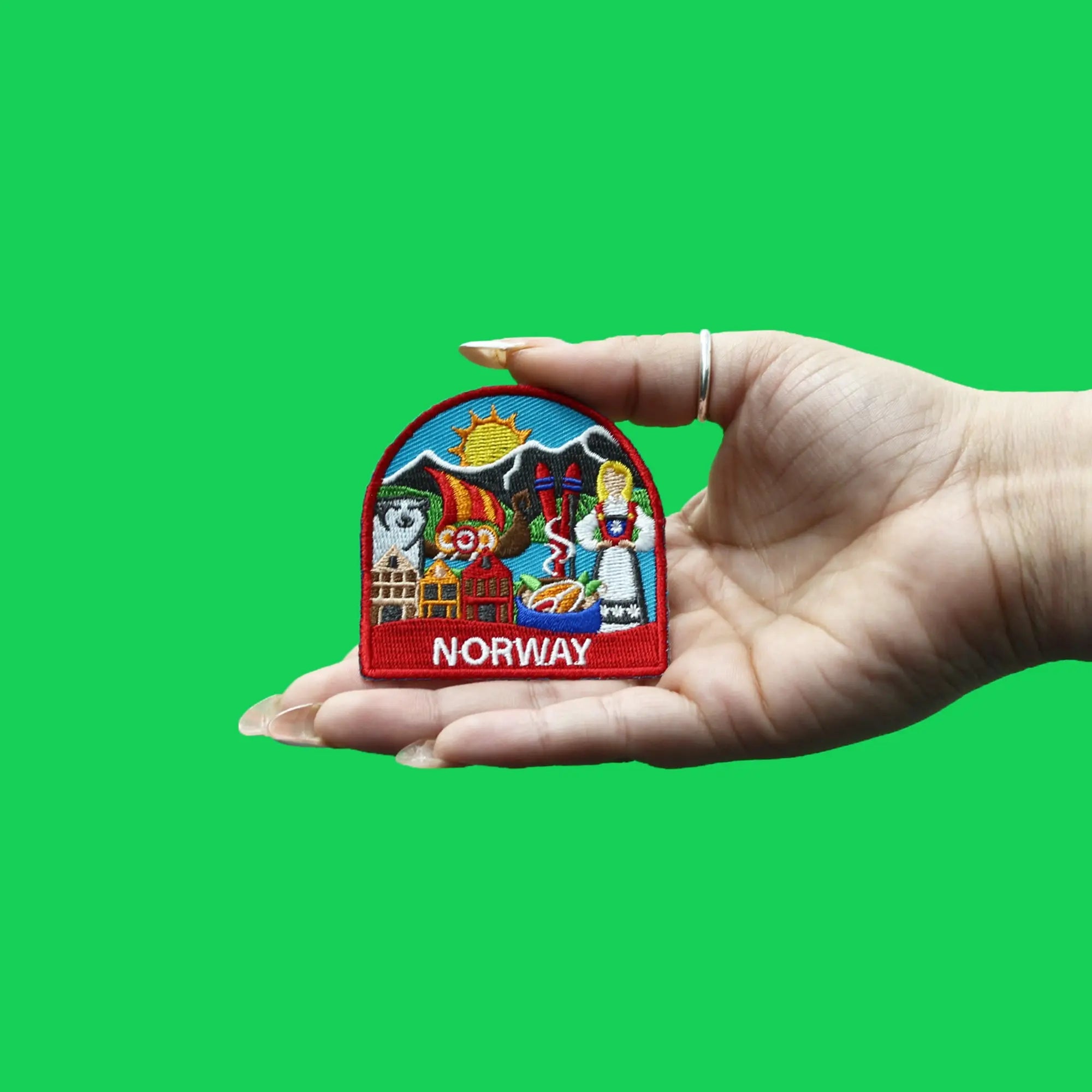 Norway World Showcase Shield Patch Travel Badge Memory Embroidered Iron On