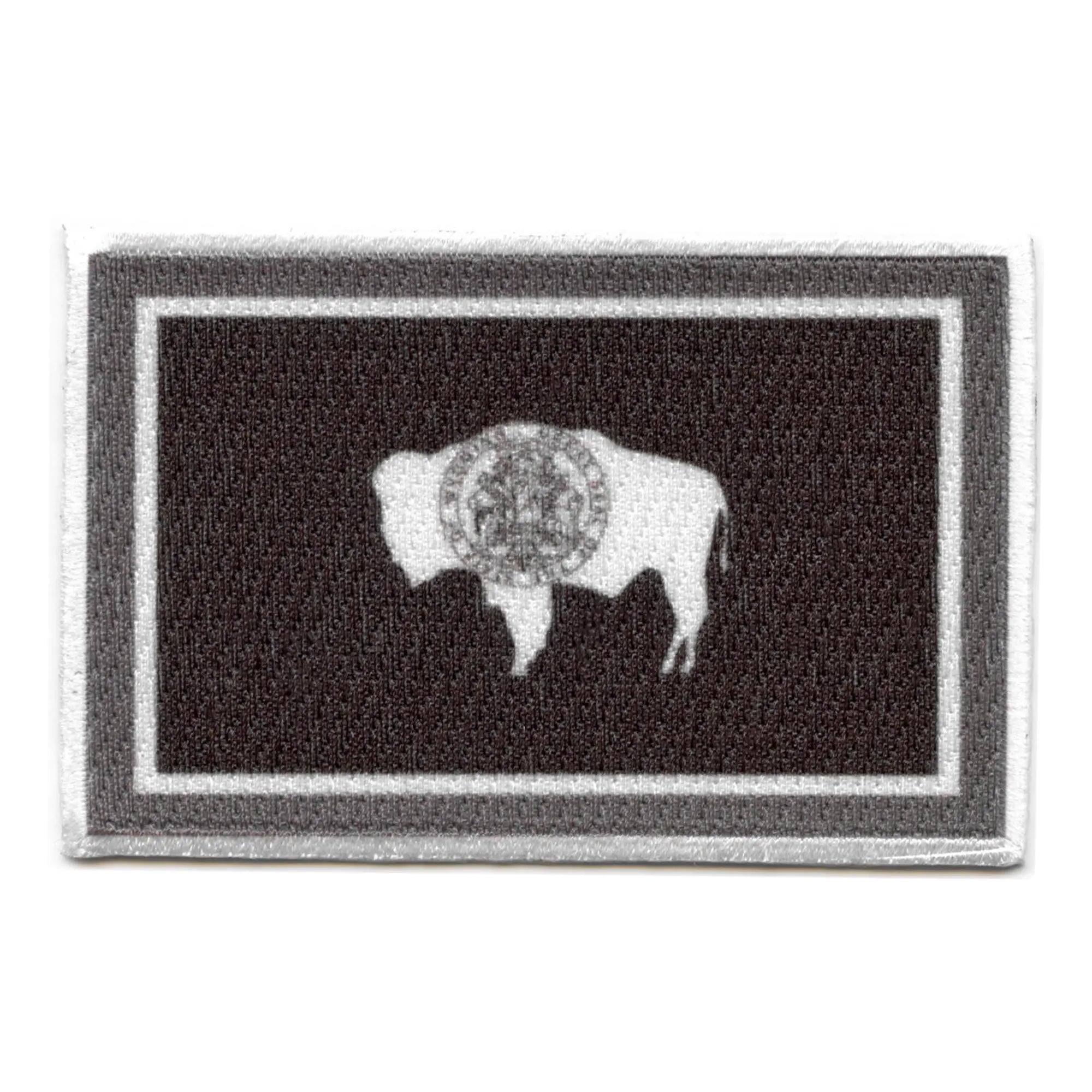 Wyoming Patch State Flag Grayscale Embroidered Iron On