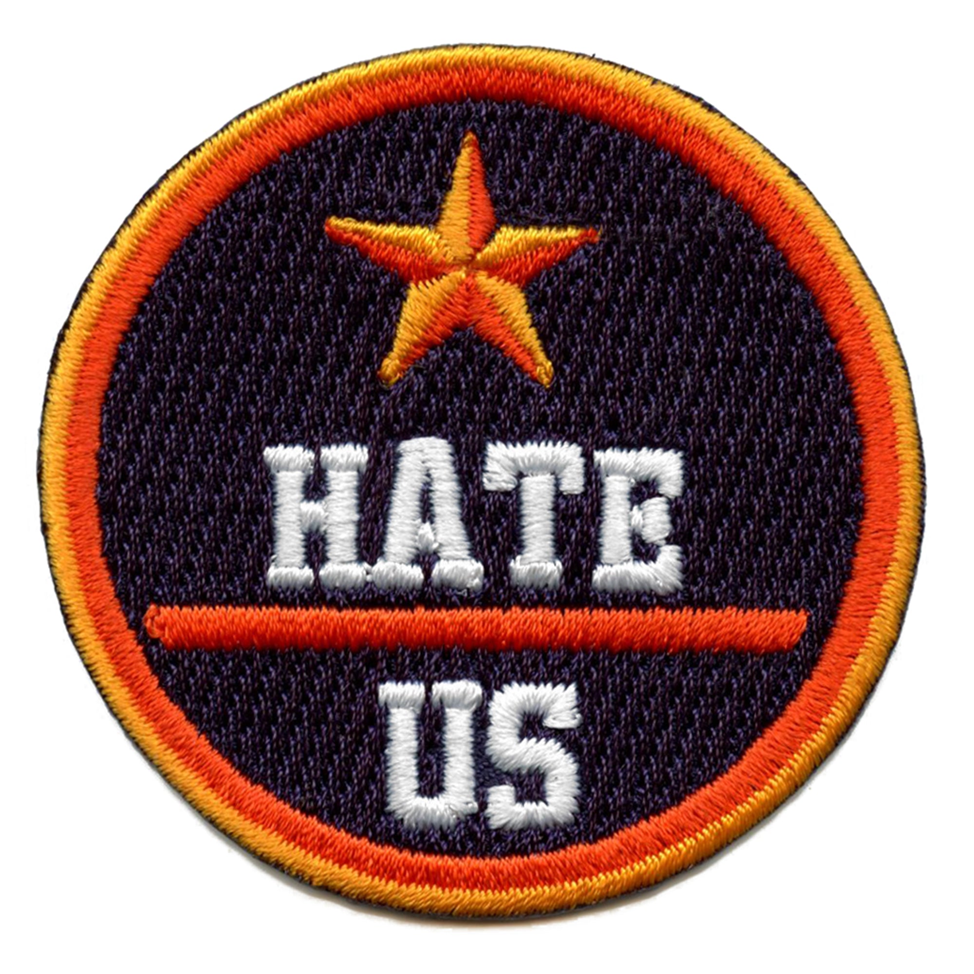 Round H-Town Hate Us Patch Baseball Parody Embroidered Iron On