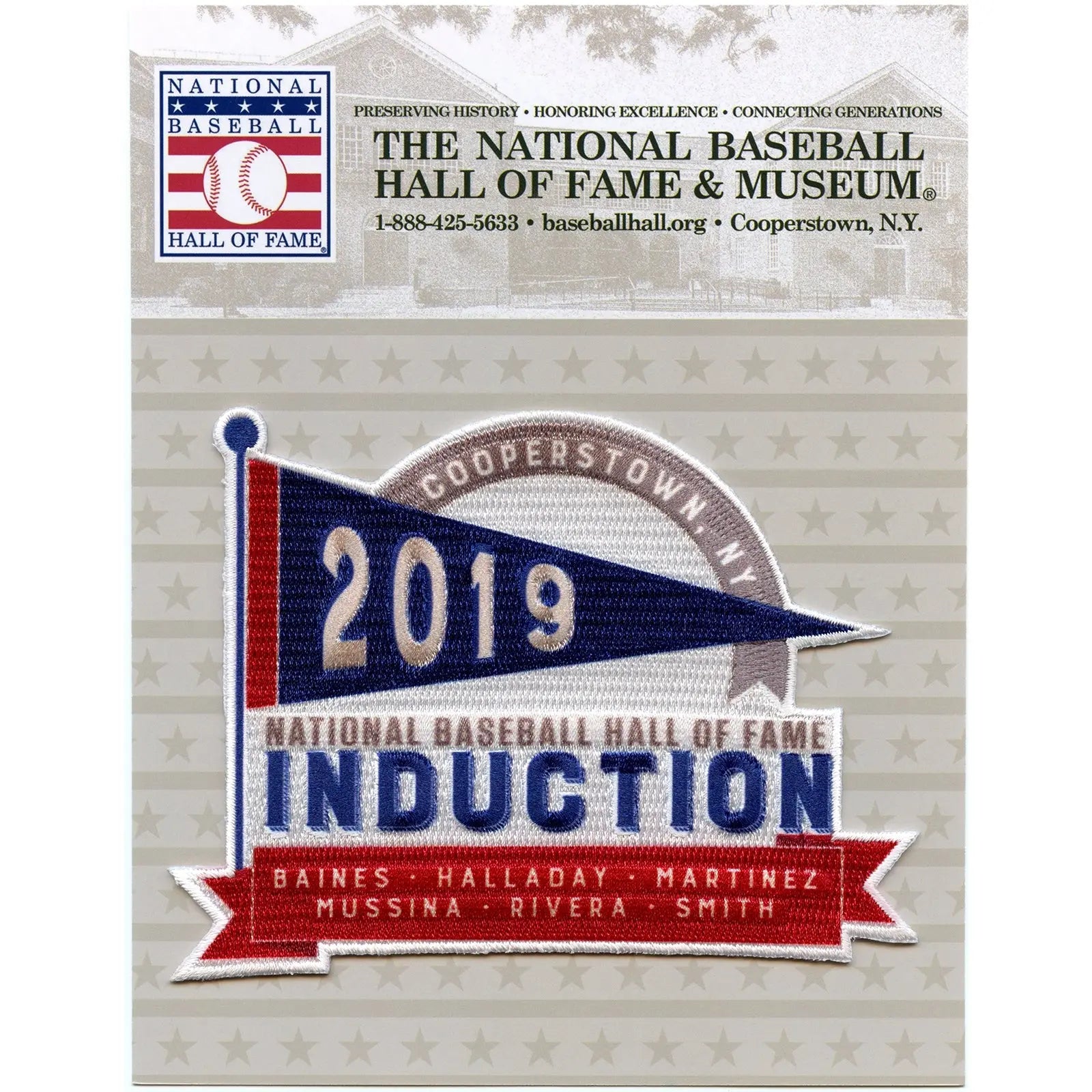 2019 National Hall Of Fame Induction Patch Mussina Halladay Baines Martinez Smith Mariano Rivera