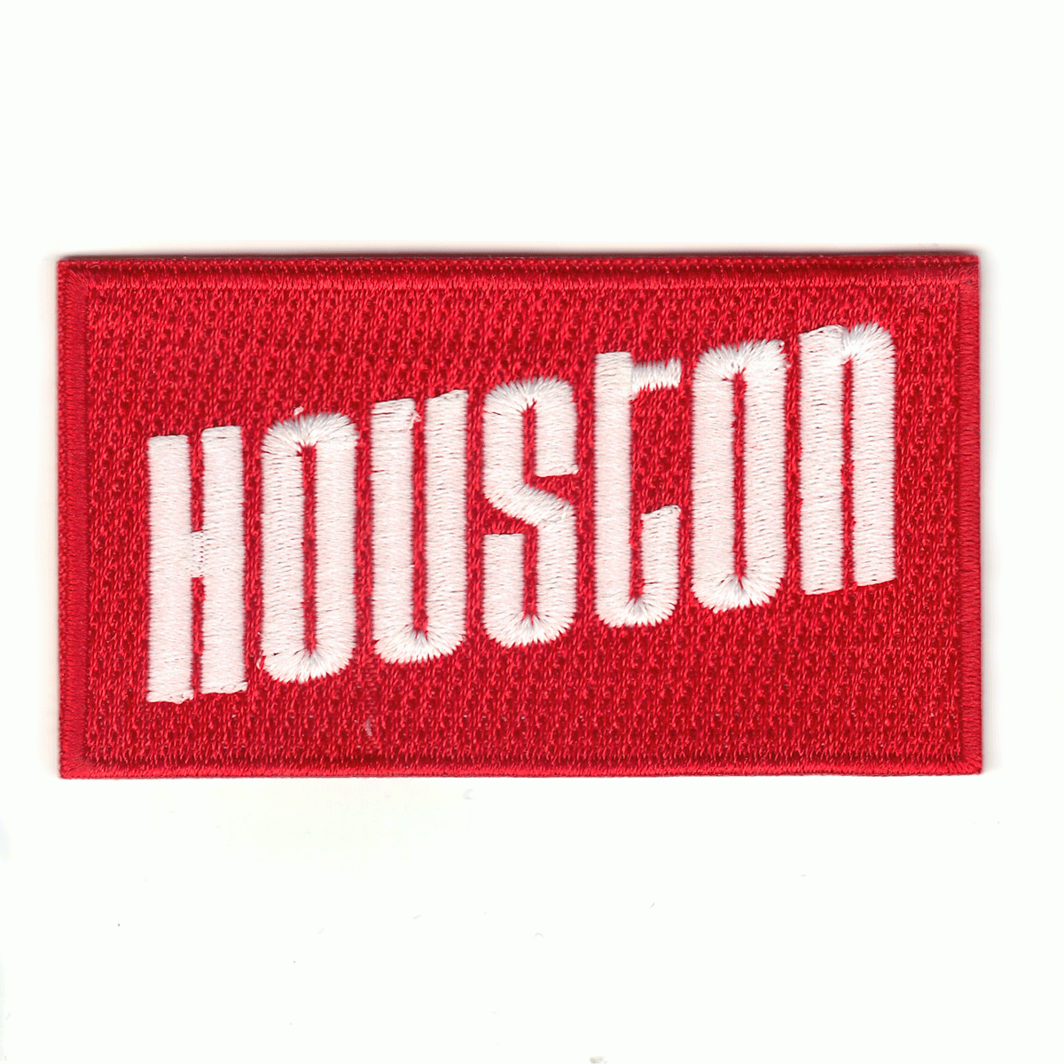 Red Houston Script Box Logo Embroidered Iron on Patch (ALT)