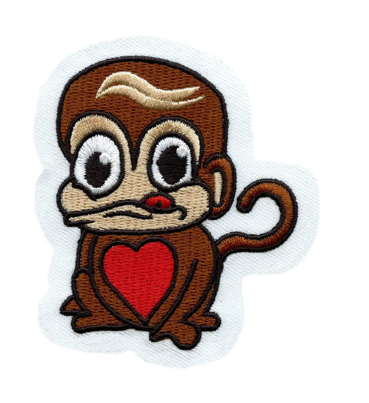 Love Monkey Embroidered Iron On Patch