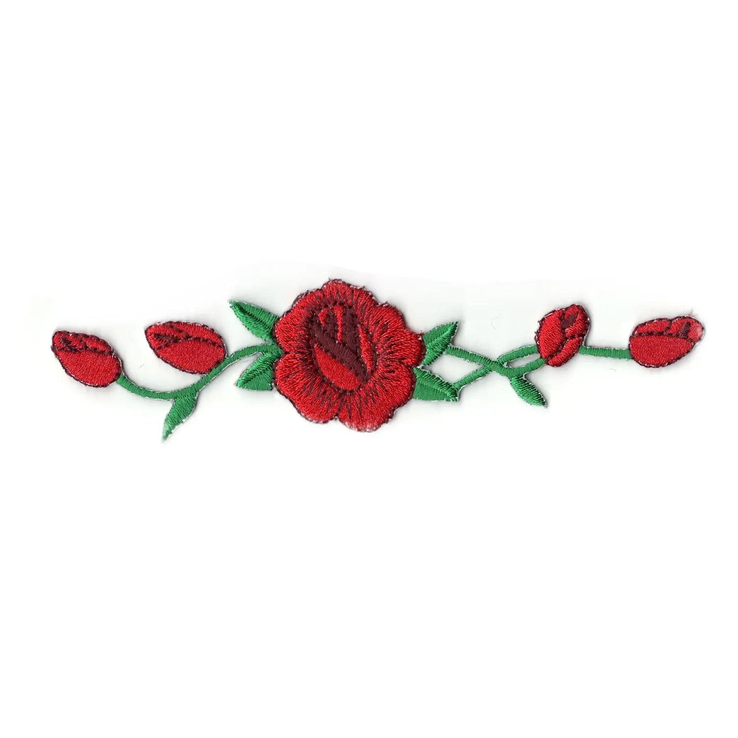 Red Sneaker Rose Flowers Embroidered Iron On Patch