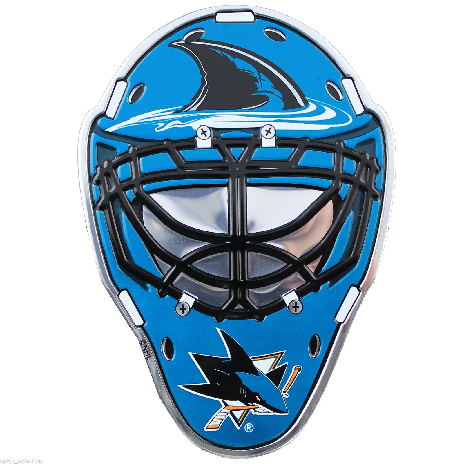 San Jose Sharks Goalie Mask Colored Aluminum Car Auto Emblem