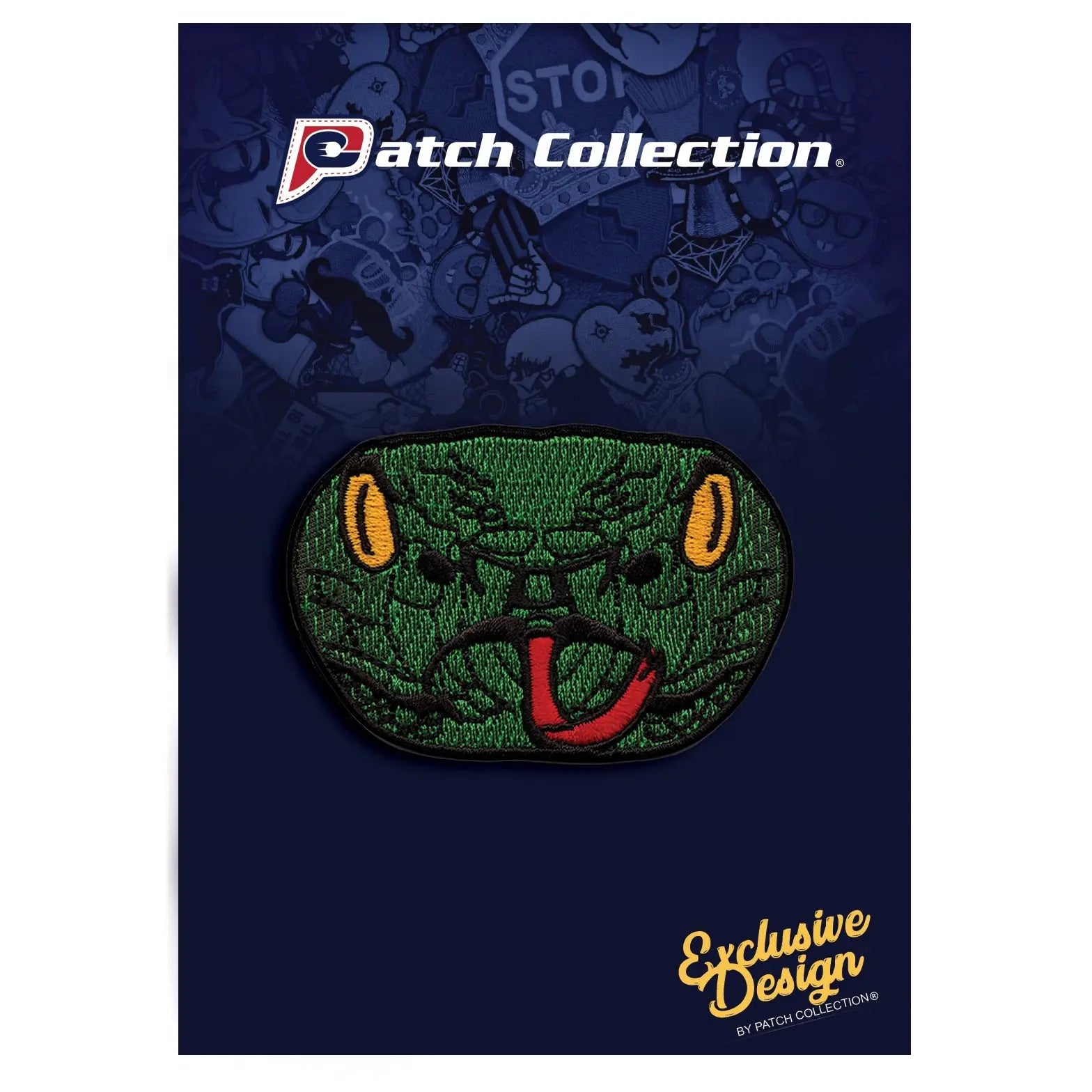 Green Pit Viper Snake Head Iron On Patch