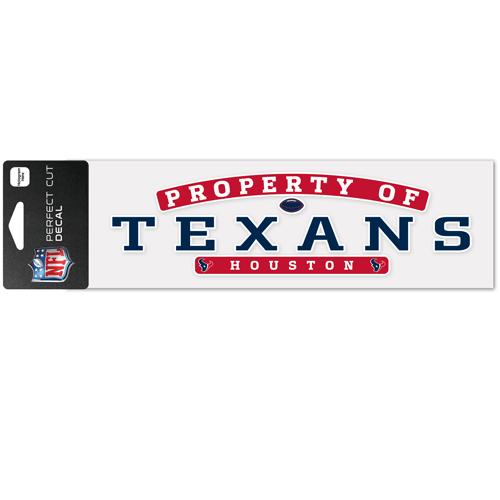 Houston Texans 'Property of' Logo & Word Mark Perfect Cut Decal 3"T x 10"W