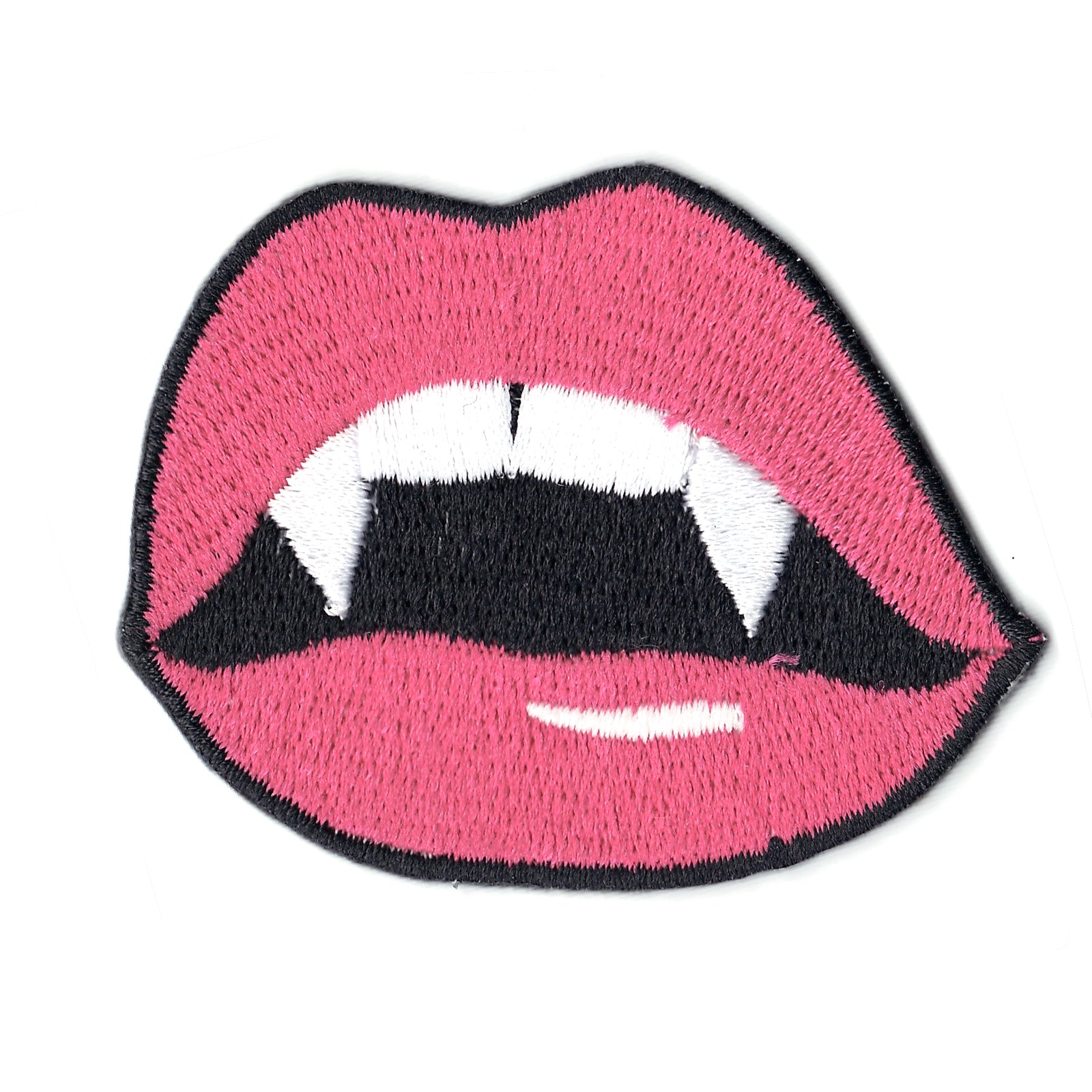Pink Vampire Girl Lips Emoji Iron on Patch