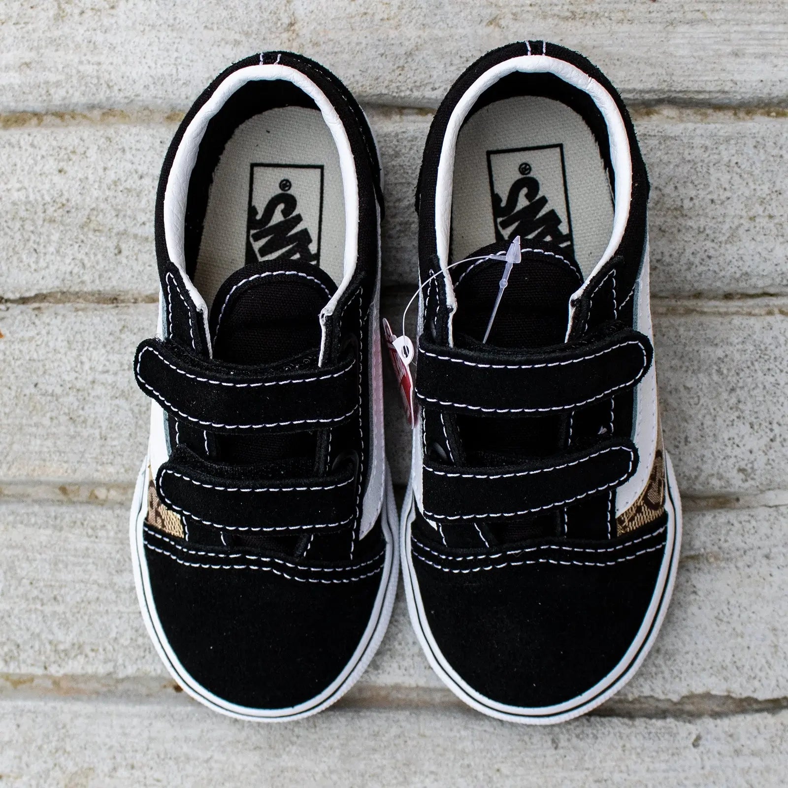 Vans Old Skool x Authentic GG Pattern Custom Handmade Toddlers Shoes By Patch Collection