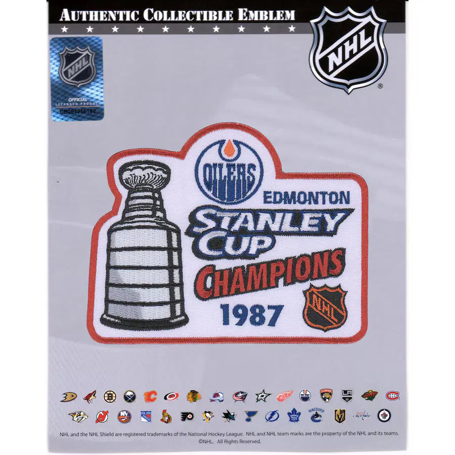 Écusson de maillot des Oilers d'Edmonton champions de la finale de la Coupe Stanley de la LNH 1987
