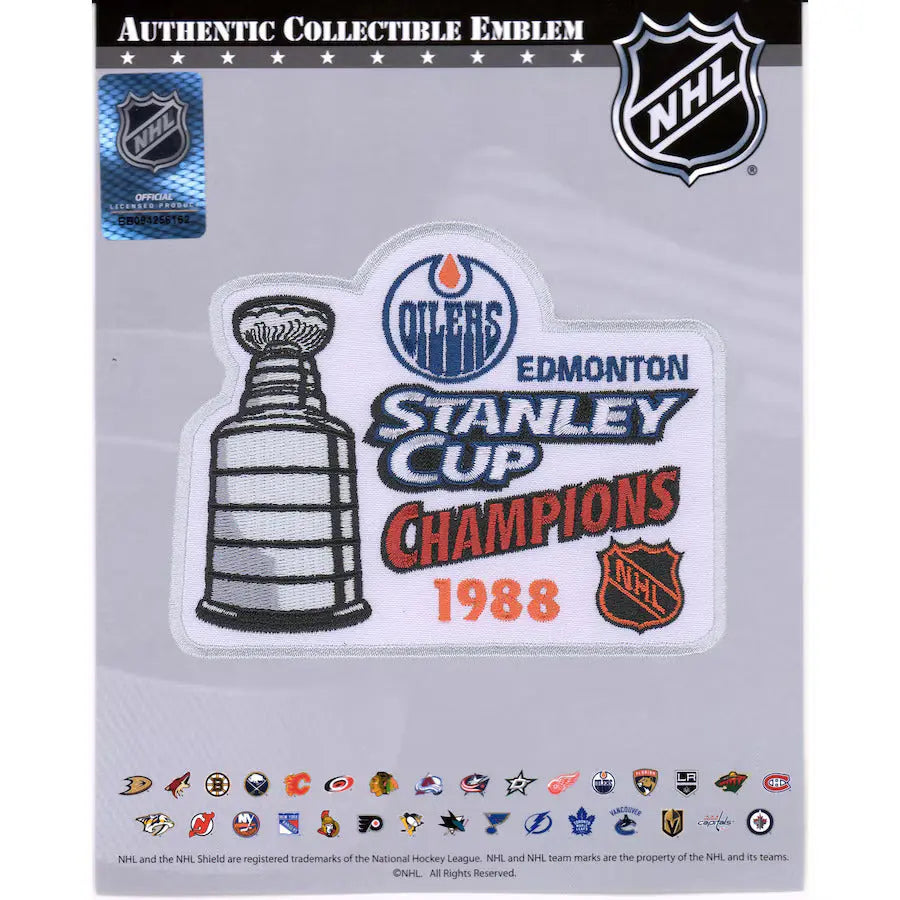 Écusson de maillot des Oilers d'Edmonton champions de la finale de la Coupe Stanley de la LNH 1988