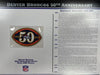 Écusson Willabee &amp; Ward du 50e anniversaire des Denver Broncos 2009 avec carte de statistiques