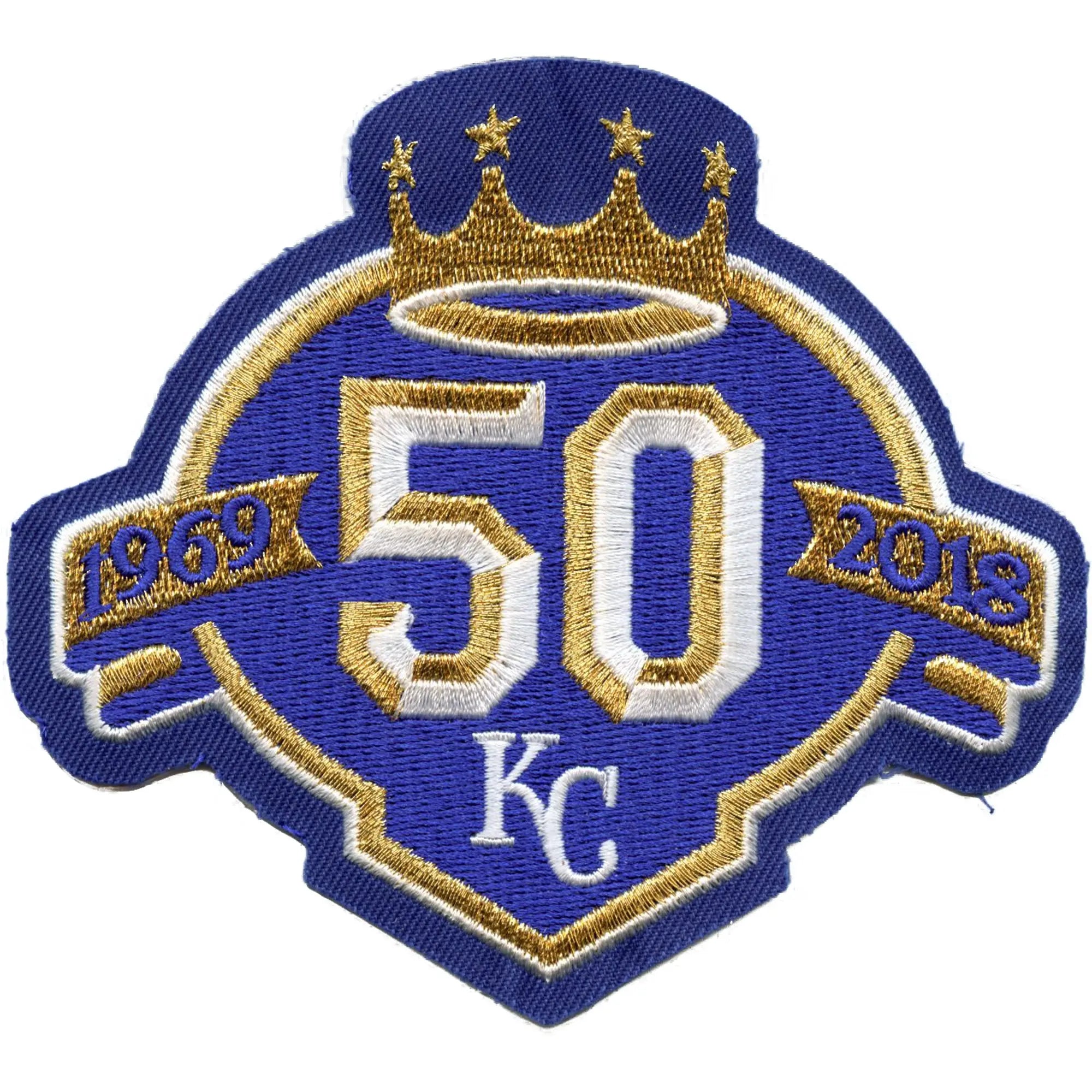 Patch de maillot 50e anniversaire des Royals de Kansas City 2018 avec logo bleu marine brodé