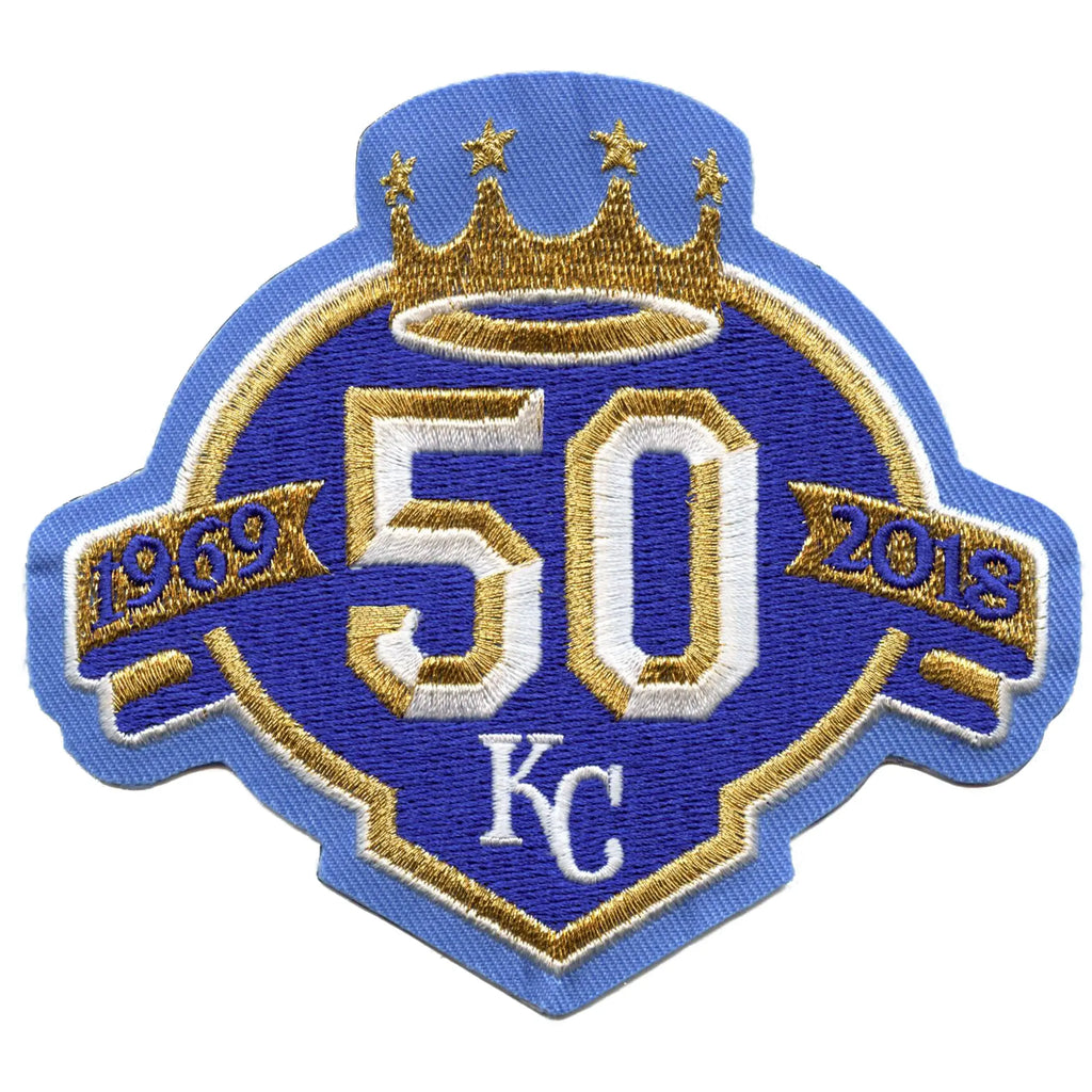 Patch de maillot 50e anniversaire des Royals de Kansas City 2018 avec logo bleu poudré brodé