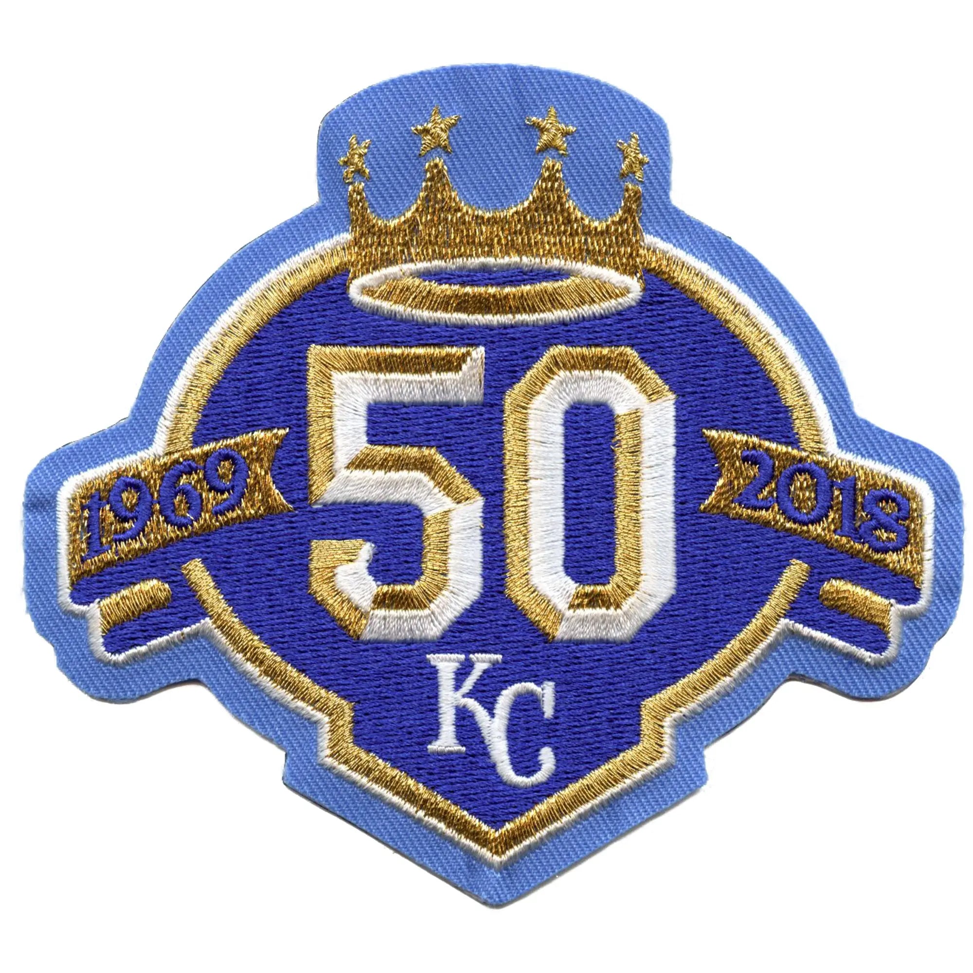 Patch de maillot 50e anniversaire des Royals de Kansas City 2018 avec logo bleu poudré brodé