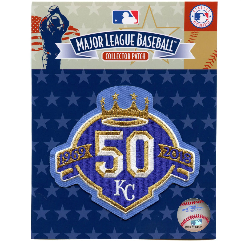 Patch de maillot 50e anniversaire des Royals de Kansas City 2018 avec logo bleu poudré brodé