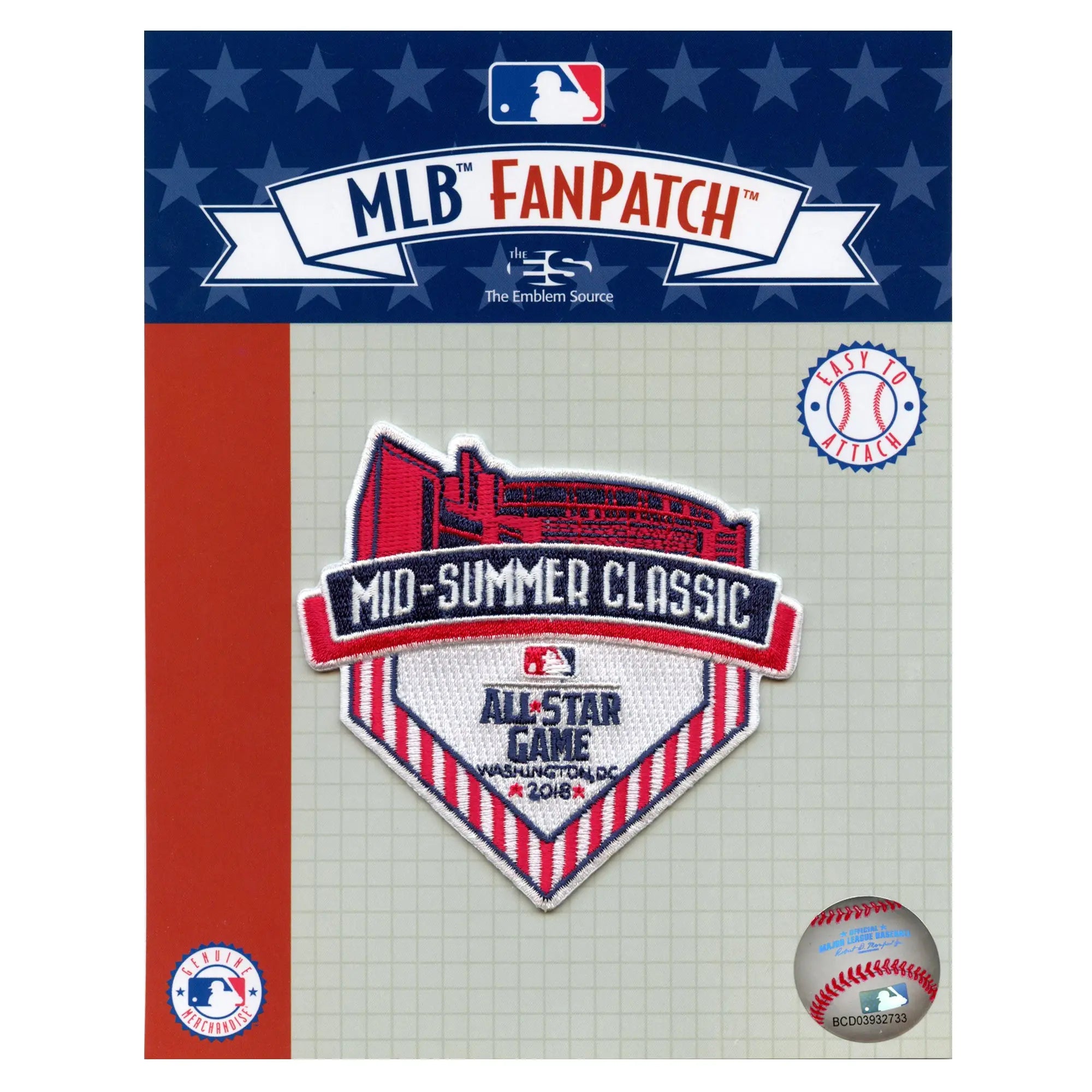 2018 MLB All Star Game Mid-Summer Classic Washington DC Patch Baseball Sport Nationals Brodé à Repasser