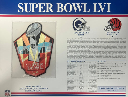 2019 NFL Super Bowl 53 LIII Écusson Willabee &amp; Ward Los Angeles Rams Vs. Patriots de la Nouvelle-Angleterre