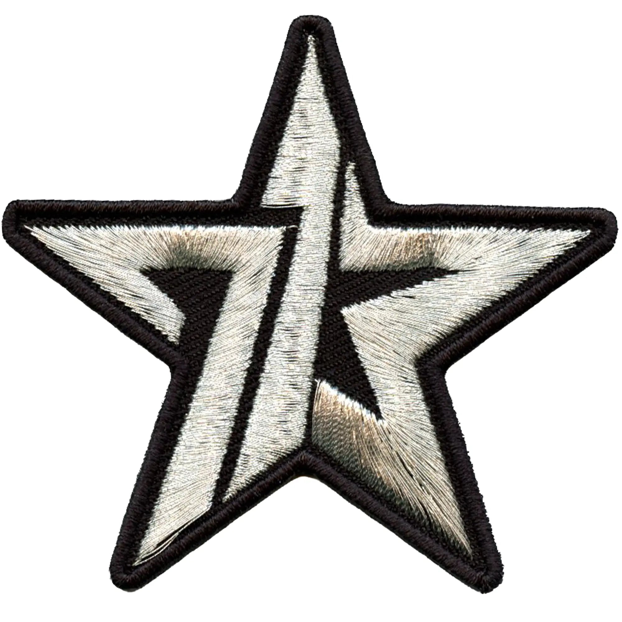 Patch 713 Star Houston Code régional du Texas brodé thermocollant argent noir