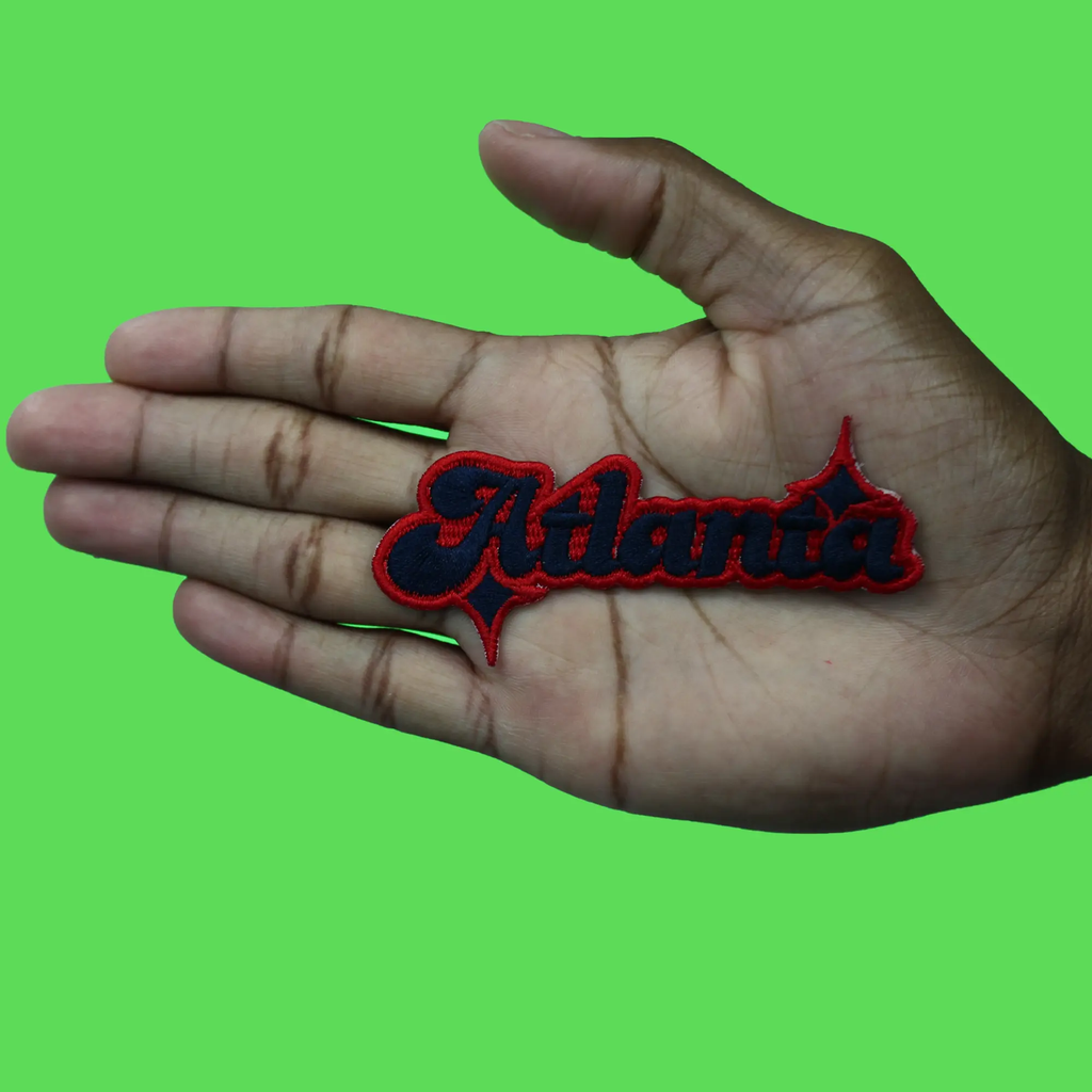 Écusson brodé Houston Sparkle Script bleu/rouge football sports thermocollant