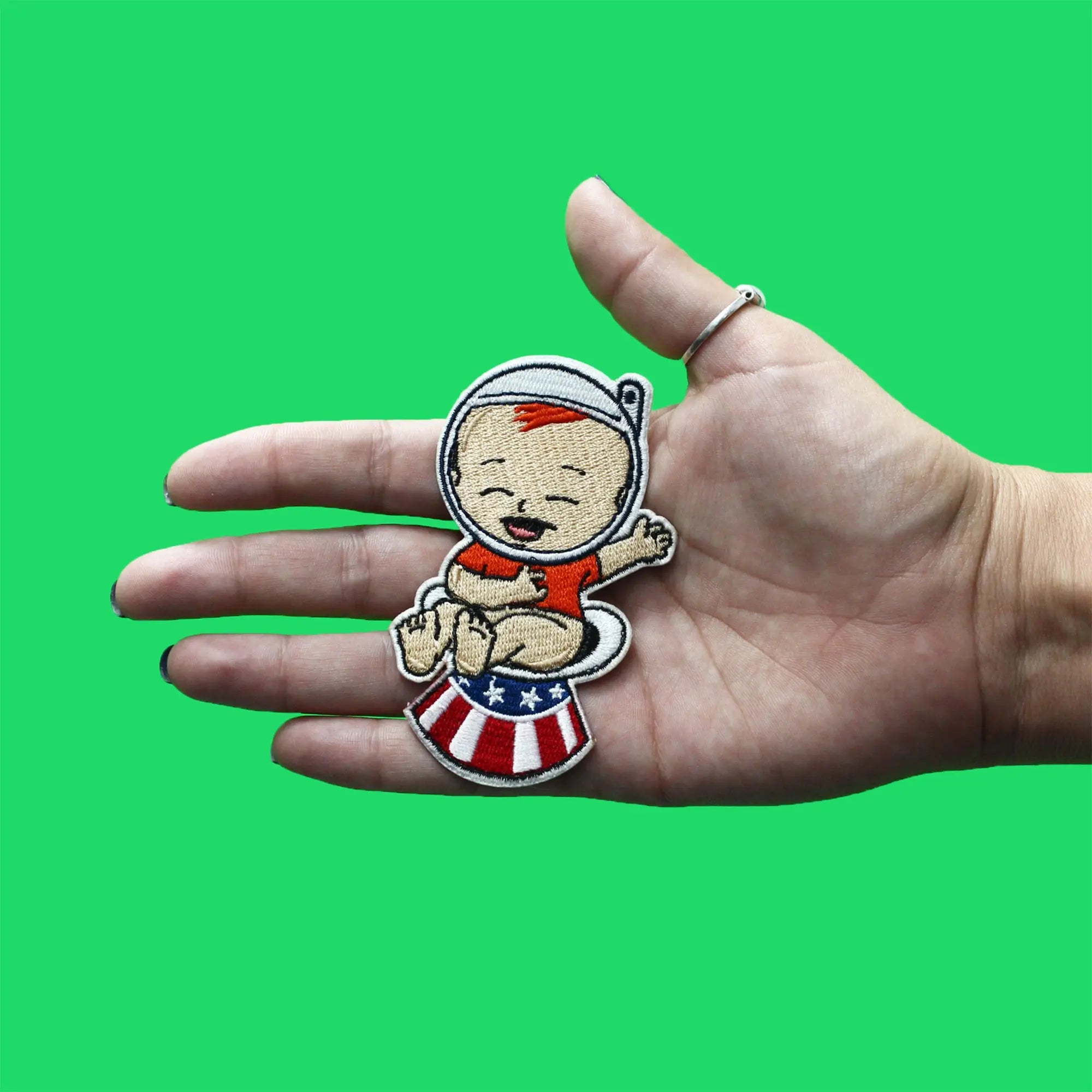 Patch d'apprentissage de la propreté pour bébé parodie d'astronaute sur un chapeau brodé à repasser