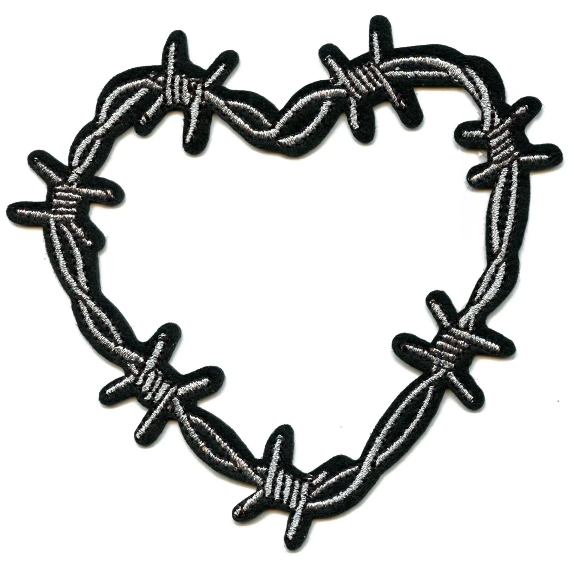 Patch coeur en fil de fer barbelé Emo Dark Love brodé thermocollant