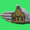 Bull Ear Tags Brown Black Patch Houston HTX Western Country Embroidered Iron on