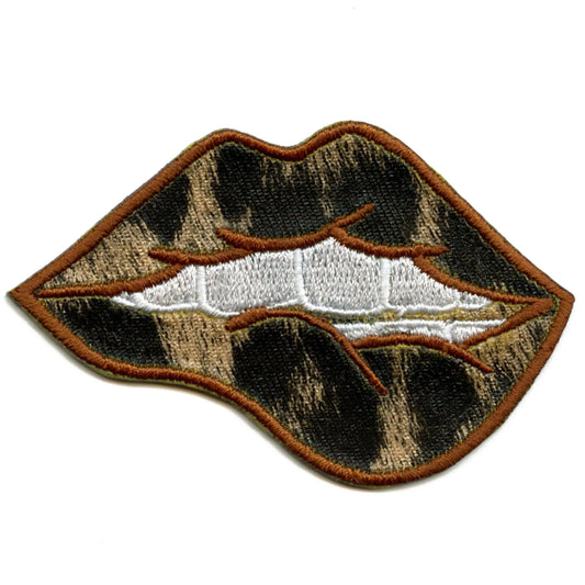 Patch Cheetah Sexy Lip Bite, imprimé animal, applique brodée esthétique à repasser