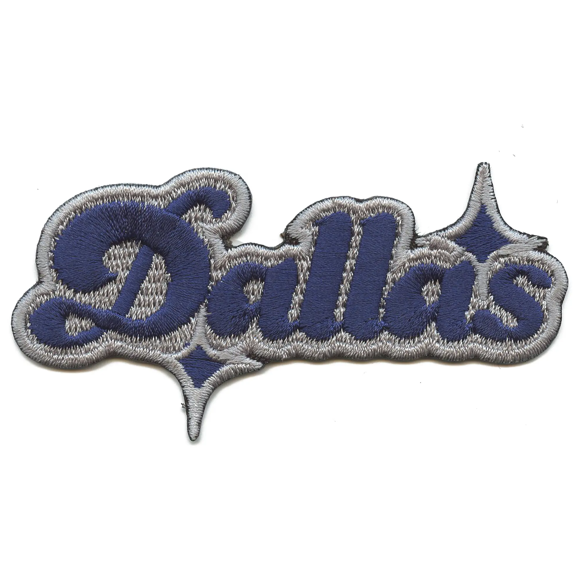 Dallas Sparkle Script Patch Blue/Grey Football Sports Embroidered Iron On