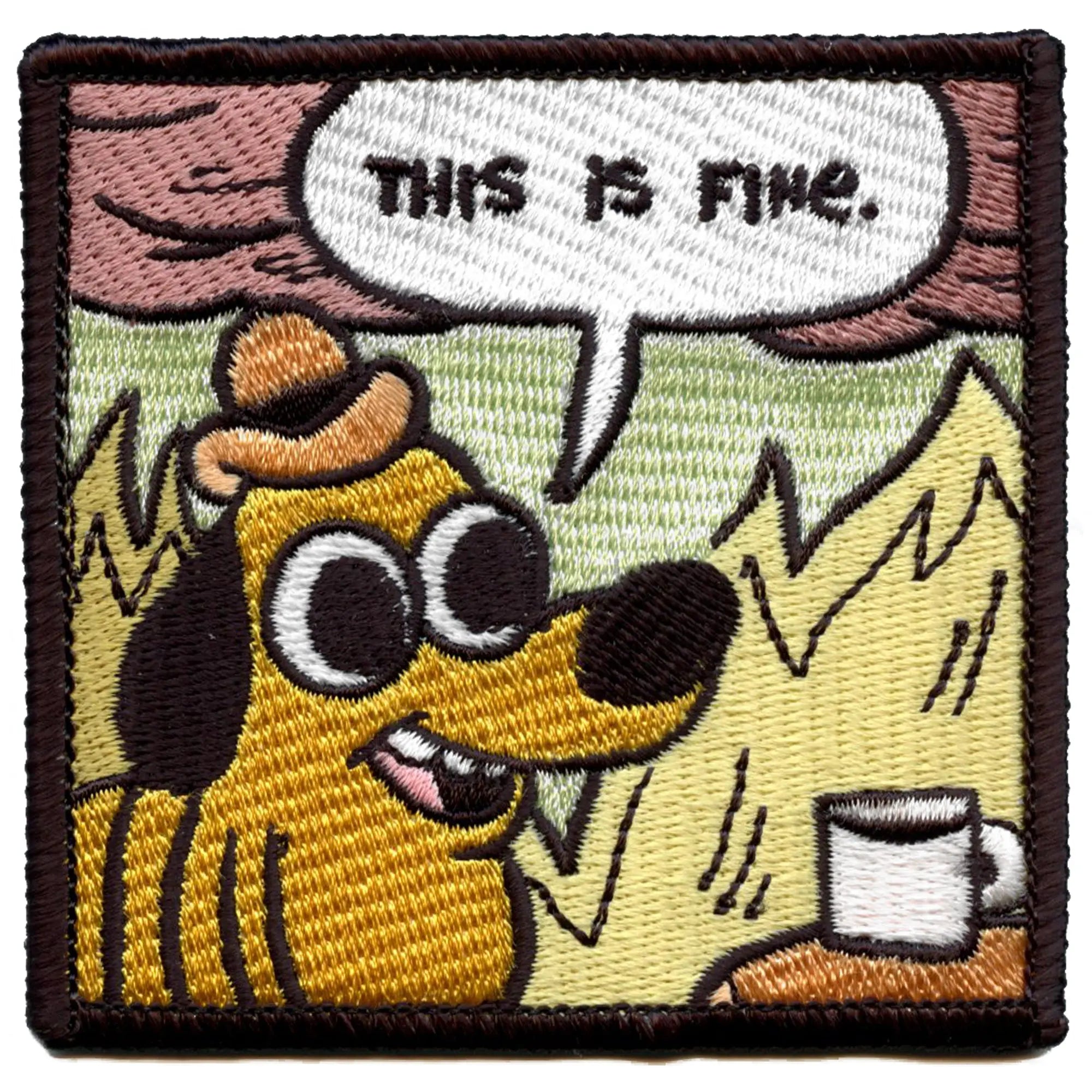 KC Green This Is Fine Patch Room On Fire Meme Drôle Brodé Thermocollant