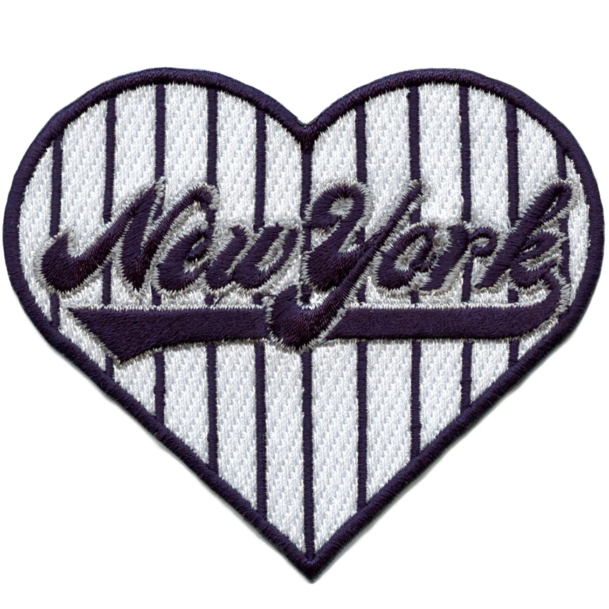 Patch coeur à rayures fines de New York pour fan de baseball et de sport brodé à repasser