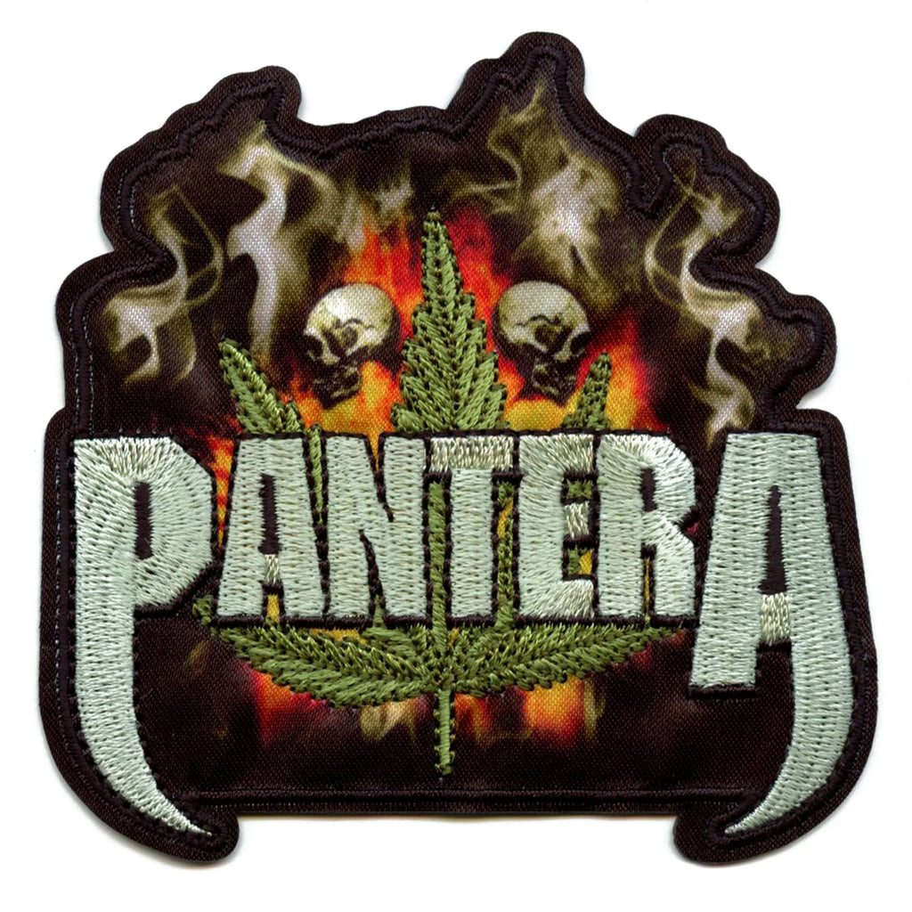 Pantera Cannabis Smoke Patch Metal Fire Skull Embroidered Iron On