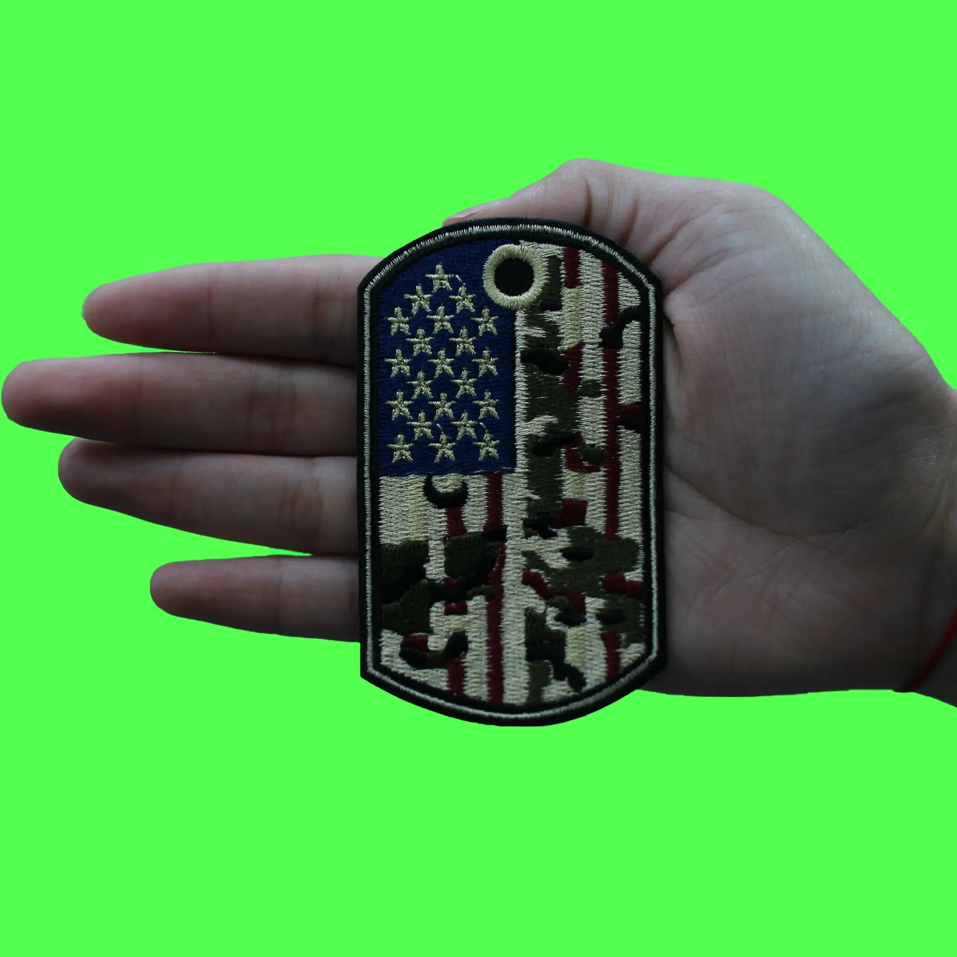 USA Dog Tag Patch Military Army Combat Embroidered Iron On